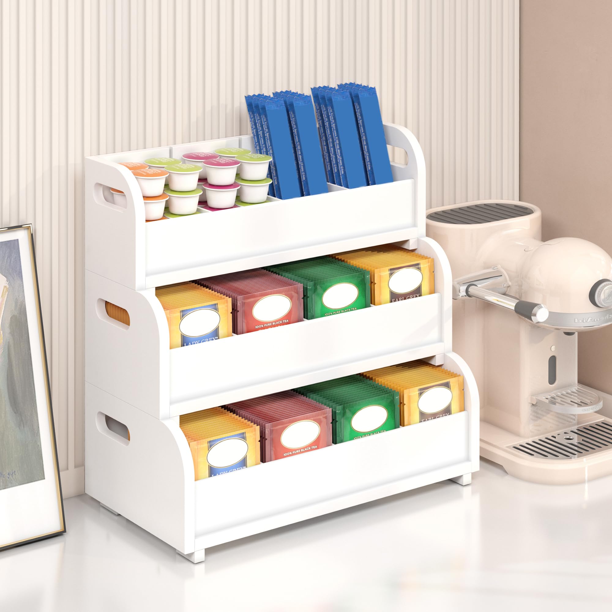 Amazon.com: 3-Tier Bamboo Tea Bag Organizer, Stackable Tea Holder