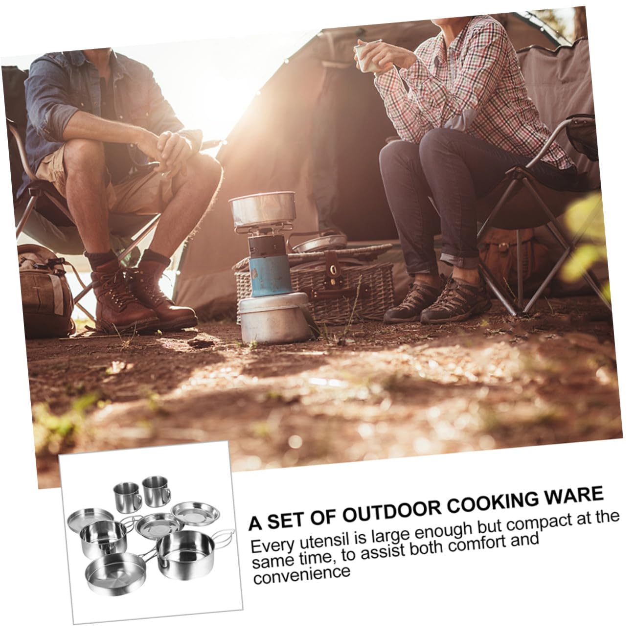 Toyvian Casserole de Camping Pliable en Acier Inoxydable, Lot 8 Pièces | Vaisselle Portable pour Randonnée et Activités Outdoor, Ensemble Argenté Résistant à L’usure, Halloween