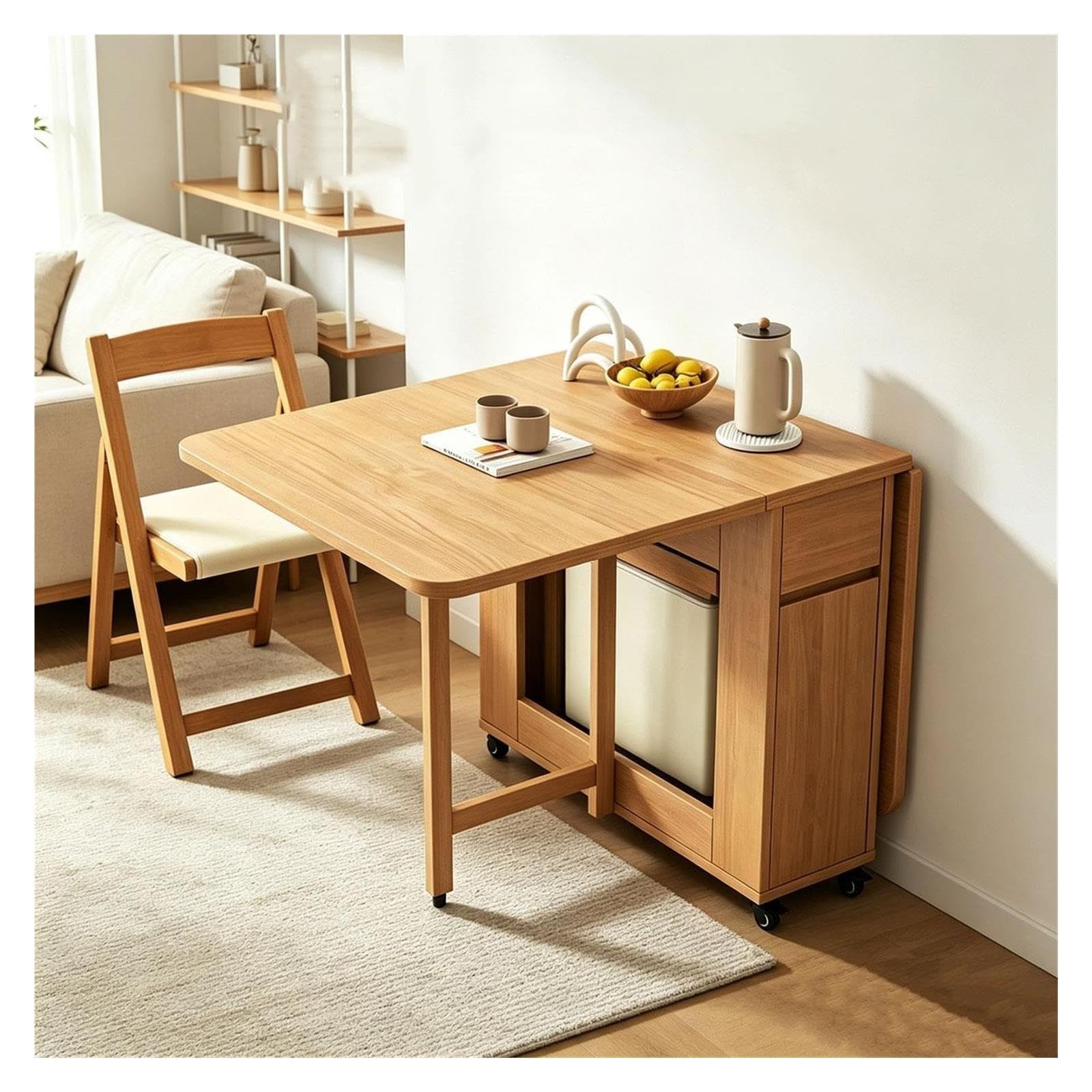 Set Tavolo E Sedie Con Contenitore Con 4 Sedie Pieghevoli 1,4 M
