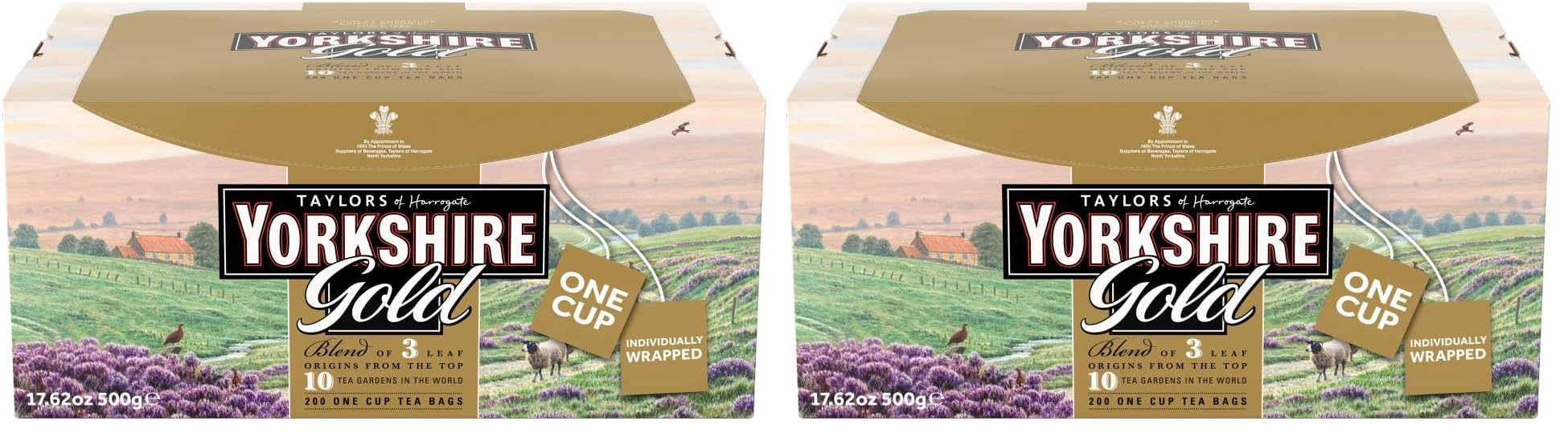 Taylors of Harrogate Yorkshire Gold Individually Wrapped Tea Bags, 200 Count. (Pack of 2)