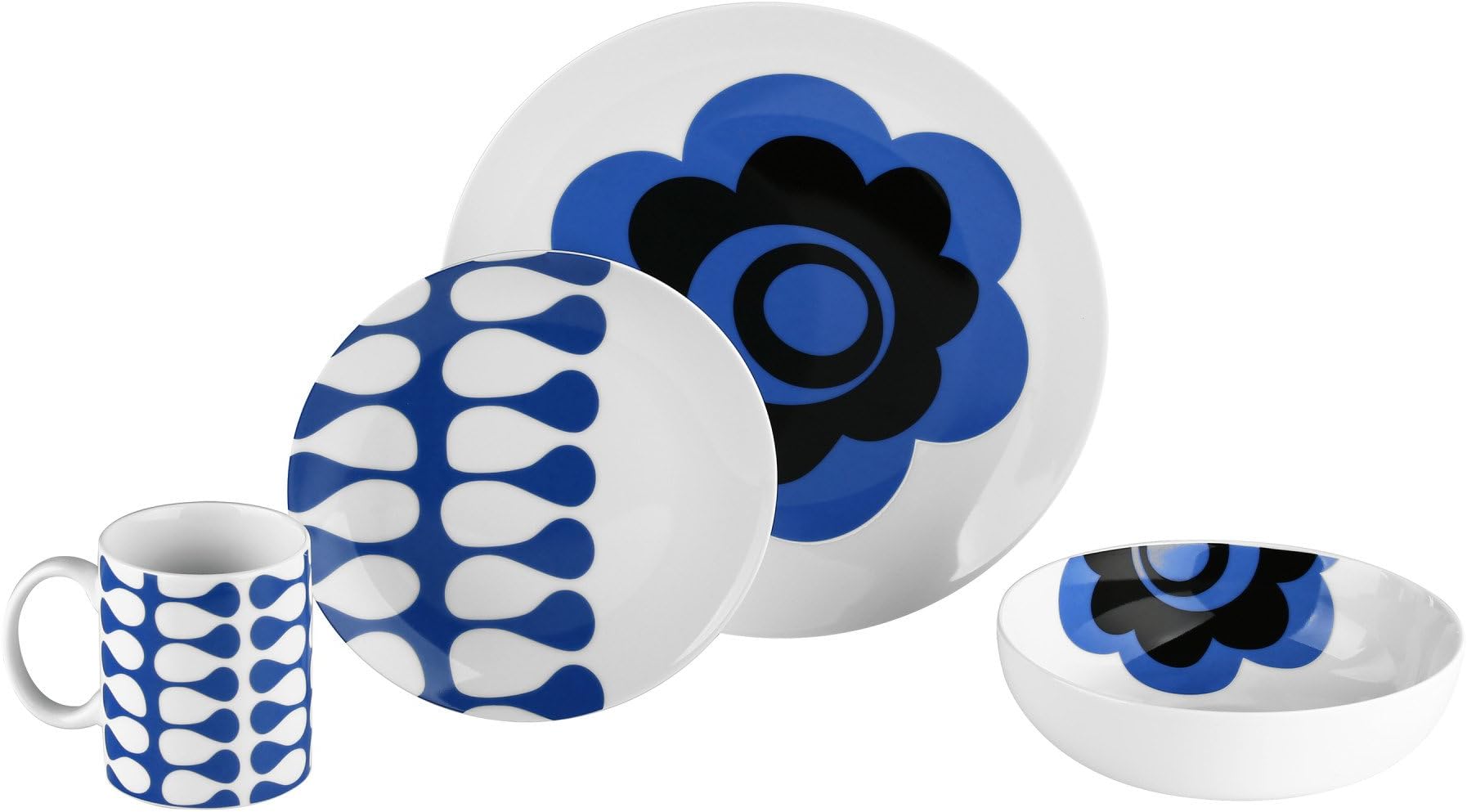 Zak Designs BZYOO Modern 16-piece Dinnerware Set, Blue Flower Vine