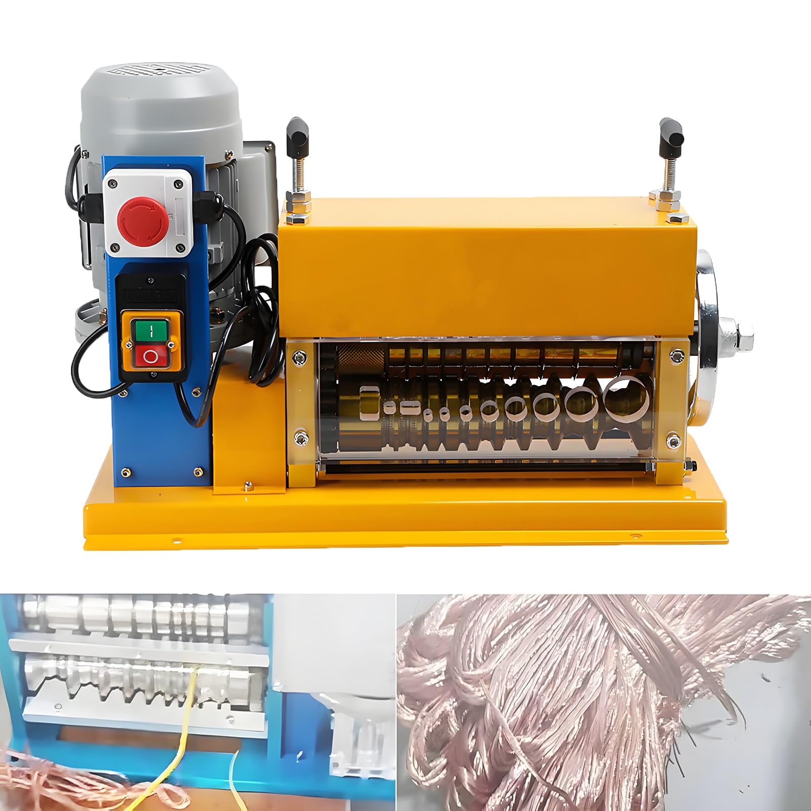 EpyGnom Electric Wire Stripping Machine for 1.5-38mm Wires Range, 370W Automatic Copper Cable Stripper with 11 Channel and 10 Blades, for Home Repair Remodelling Recycling Yellow