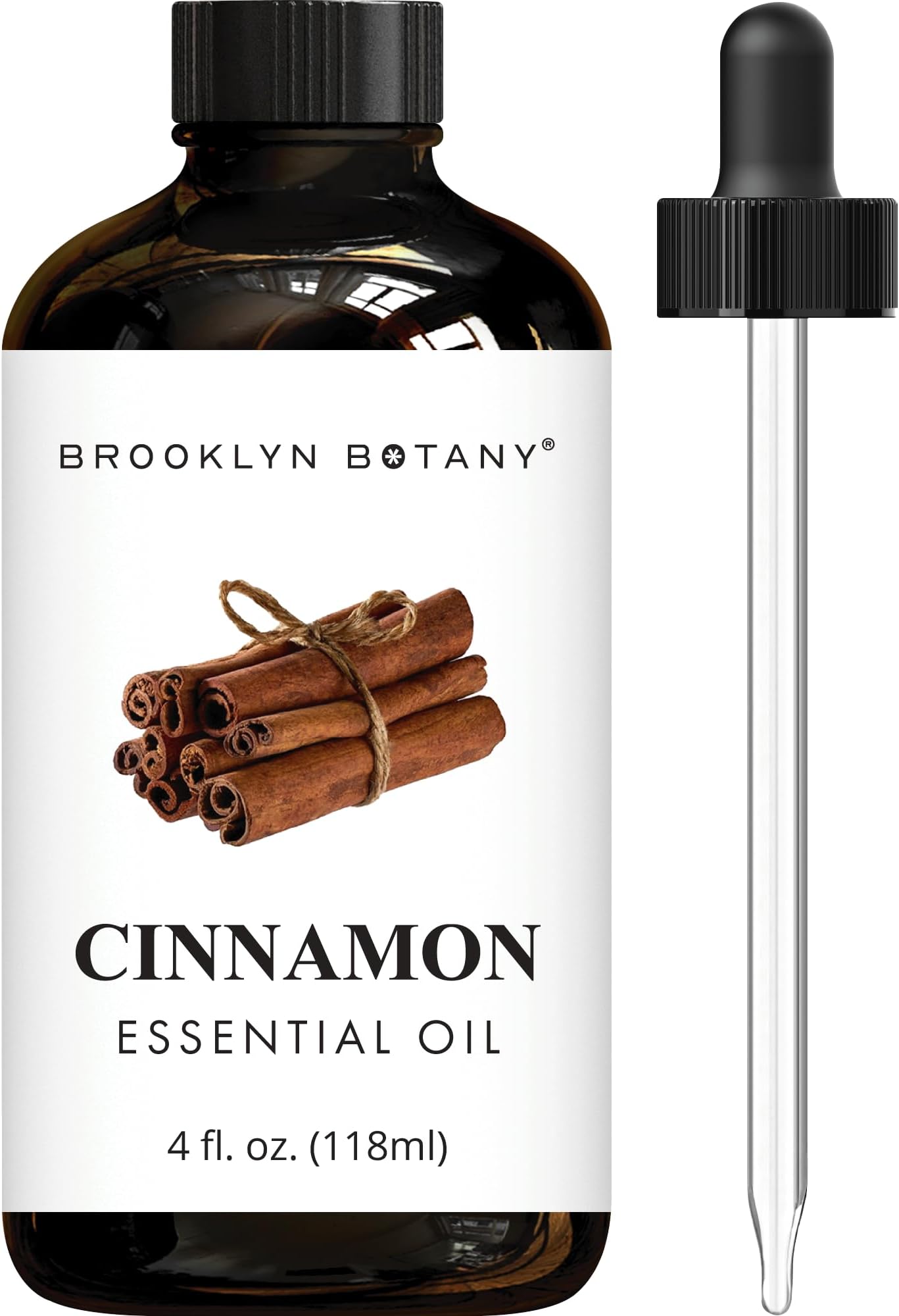 Brooklyn Botany Cinnamon Essential Oil - Huge 4 Fl Oz - 100% Pure and Natural - Premium Grade with Dropper - for Aromatherapy and Diffuser