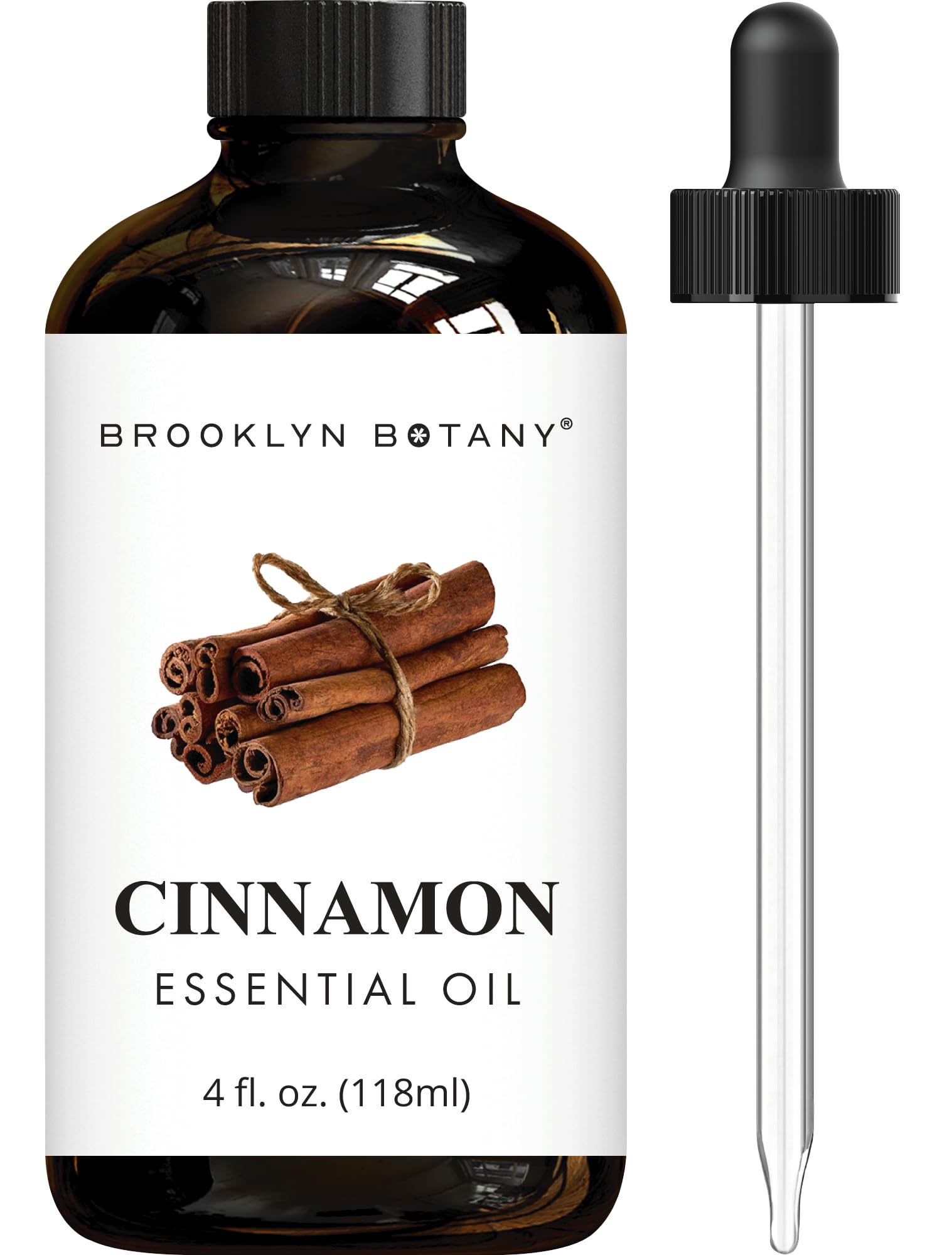 Brooklyn Botany Cinnamon Essential Oil - Huge 4 Fl Oz - 100% Pure and Natural - Premium Grade with Dropper - for Aromatherapy and Diffuser