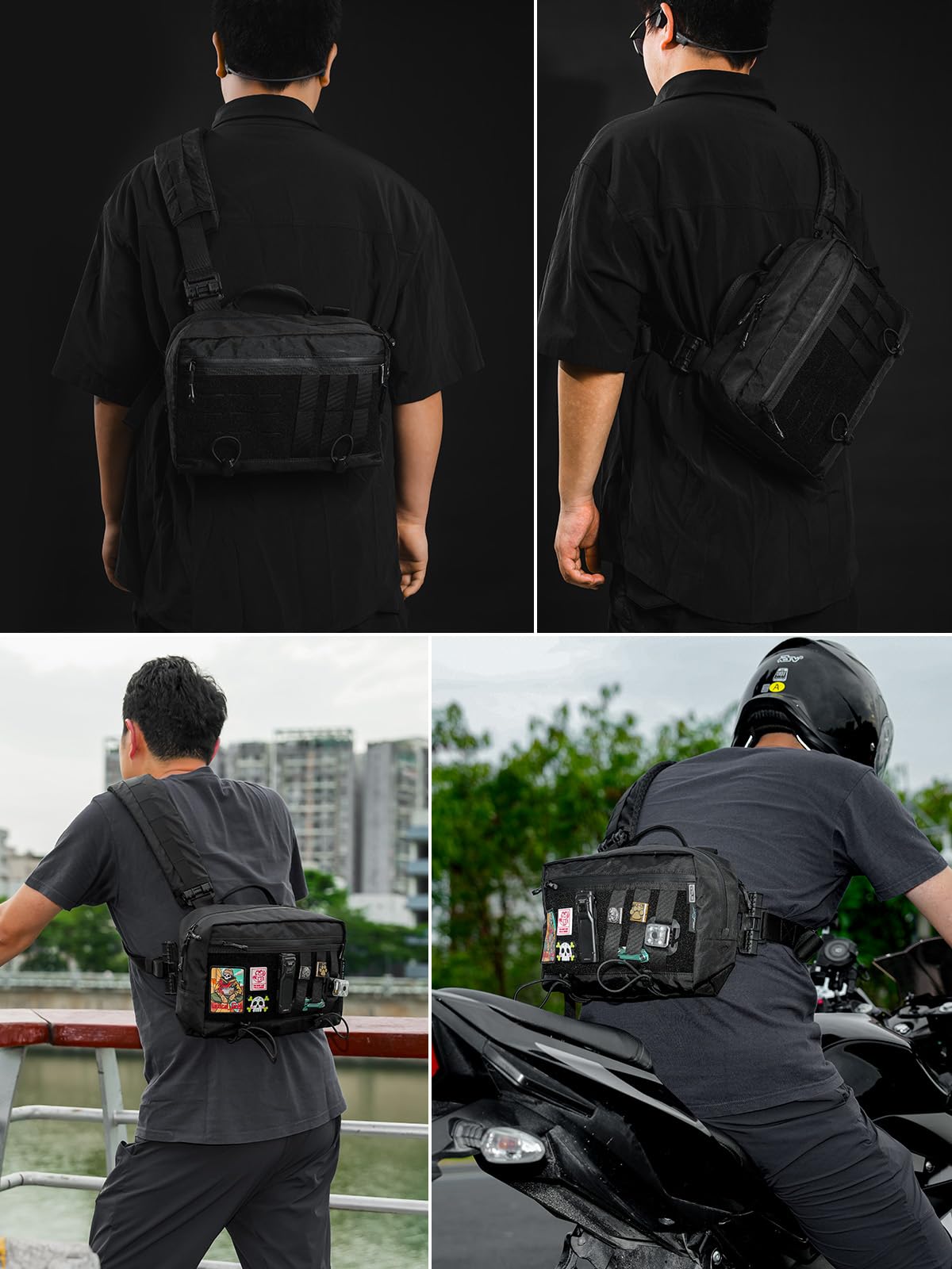 TACTICAL_GEEK Cache L3 Pro EDC torba na ramię, torba na klatkę piersiową z regulowanym paskiem, torba na ramię do codziennego użytku na zewnątrz i w podróży, duża pojemność, organizer na aparat, drony