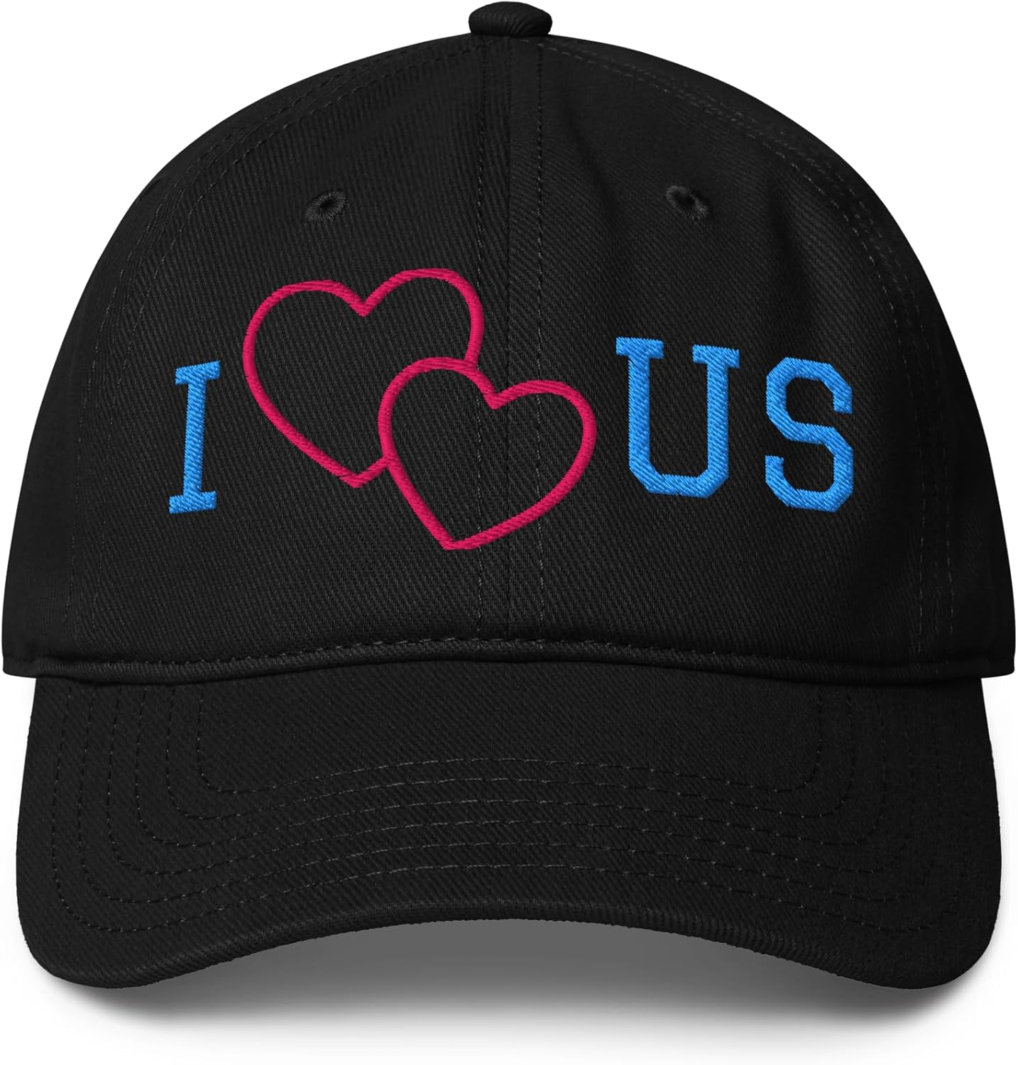I Love + Country Name Embroidered Baseball Cap, White Cotton Twill, Adjustable Low-Profile Hat with Hearts