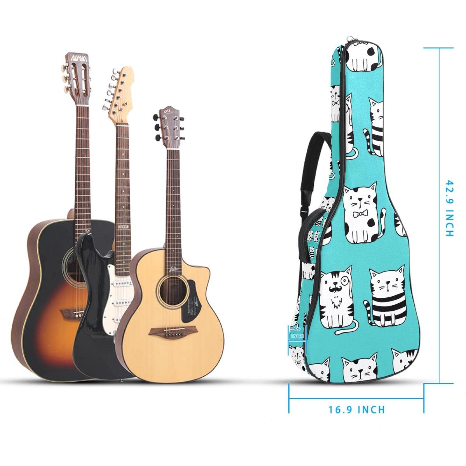 Torba na gitarę akustyczną wodoodporna gitara plecak gruby miękki wyściełany piękna sowa klasyczna gitara obudowa, kolor 5, 42.9x16.9x4.7 in, Organizer do torby