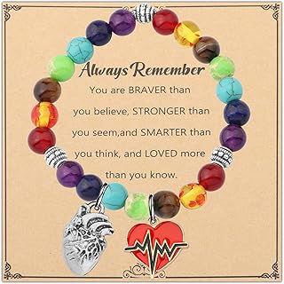 WSNANG Anatomical Heart Necklace Anatomy Cardiologist Gift You Are Braver Stronger Smarter Than You Think Inspirational Message Card
