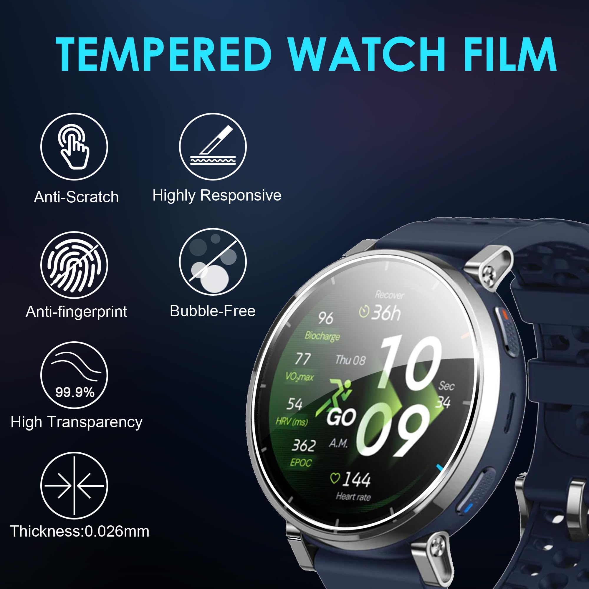 Lemxiee 3 Pezzi Pellicola Vetro Temperato per Amazfit Active 3 & 3 Premium