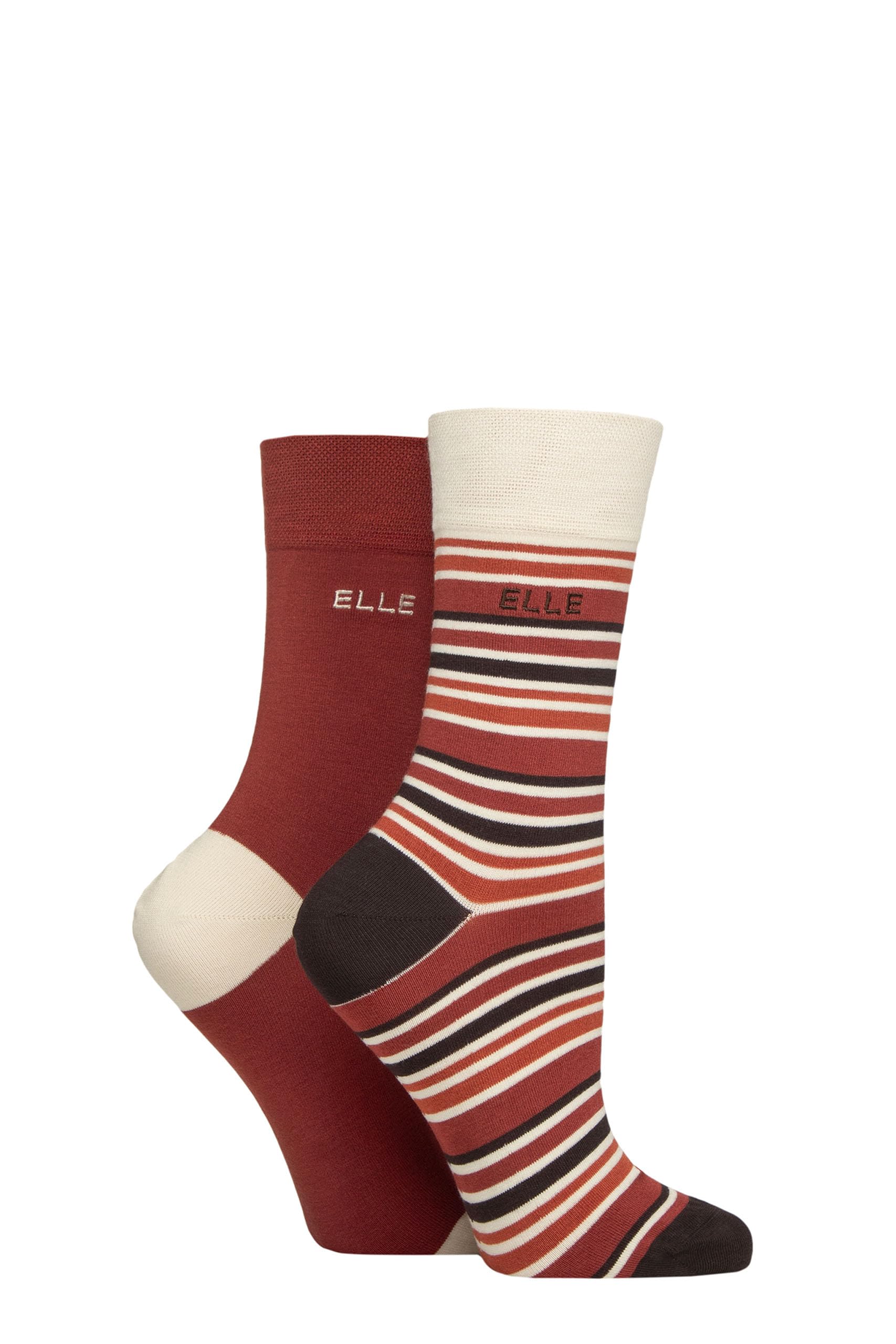 Elle Women's Wild Poppy Striped And Plain Soft, Cooling & Breathable Bamboo Socks In A Multipack Of 2 Pairs Size 4-8 Casual Wear (Uk, Numeric, 4, 8, Regular, Regular, )
