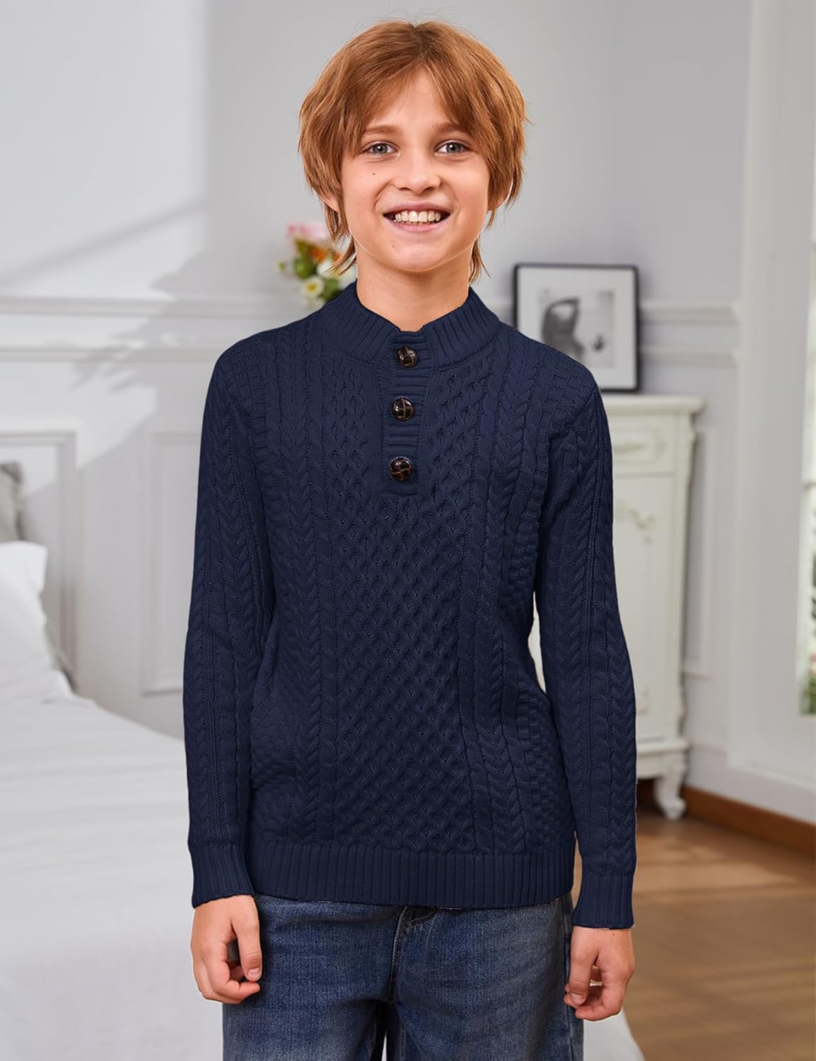 Yimoon Boys Sweater Kids Turtleneck Pullover Cable Knit Sweaters - Image 5