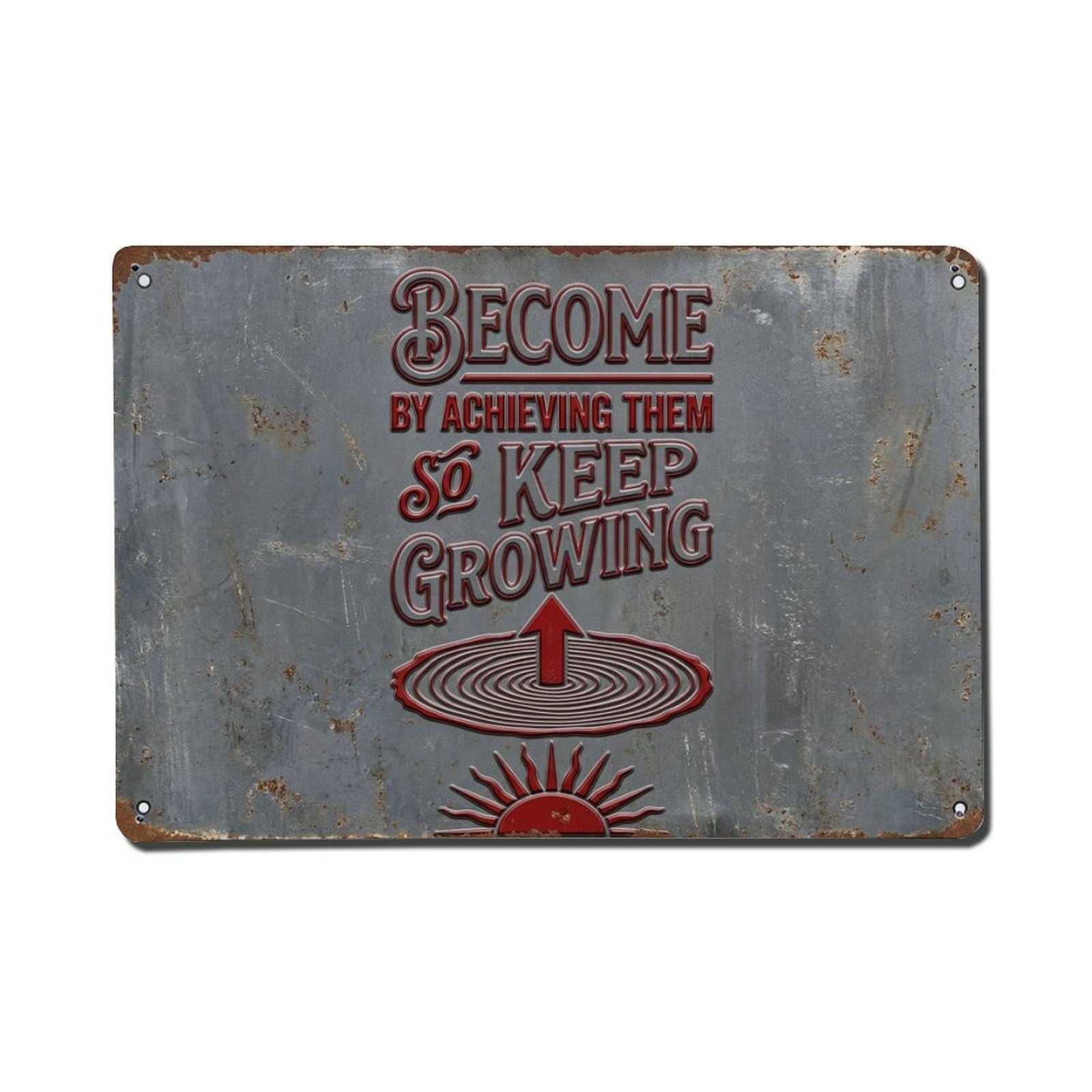 Grow Stronger Everyday Business Retro Motivational Slogans Vintage Metal Tin Sign Plaque Wall Decor for Cafe, Club, Garden Metal Poster 8x12Inch