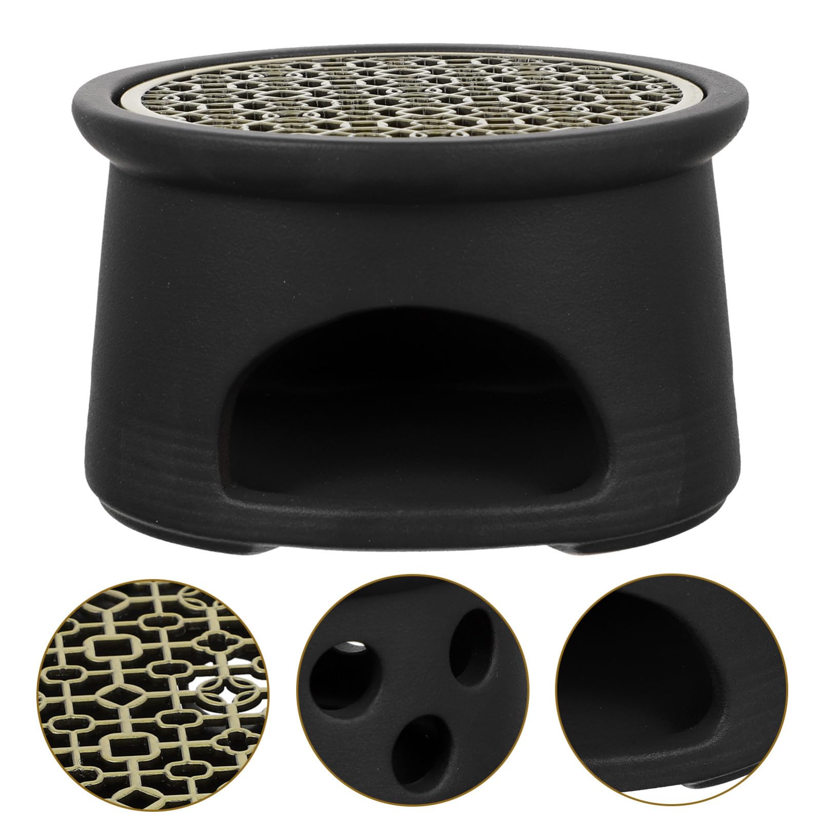 Scalda Teiera in Ceramica Nero Design Moderno e Compatto, Scaldacandela da Tavolo per Sciogliere Cera e Decorazione Funzionale