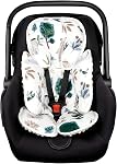 Insert de siège de voiture pour bébé, 2 en 1 Support de la tête de siège auto pour nouveau-né fille, siège de voiture douce tête de corps de soutien oreiller, réversible & Appuie-tête réglable bébé pour poussette, balançoire, blanc