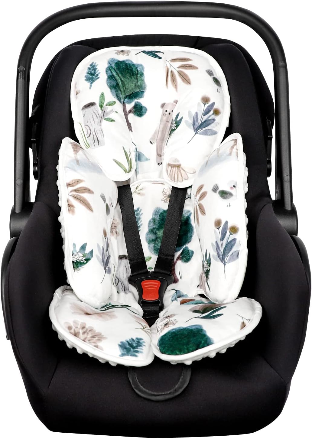 2 in 1 Infant Car Seat Insert, Car Seat Head Support Baby Girls Boys, Soft Newborn Carseat Insert Cushion, Perfect for Carseats, Strollers, Swings (White Animals)