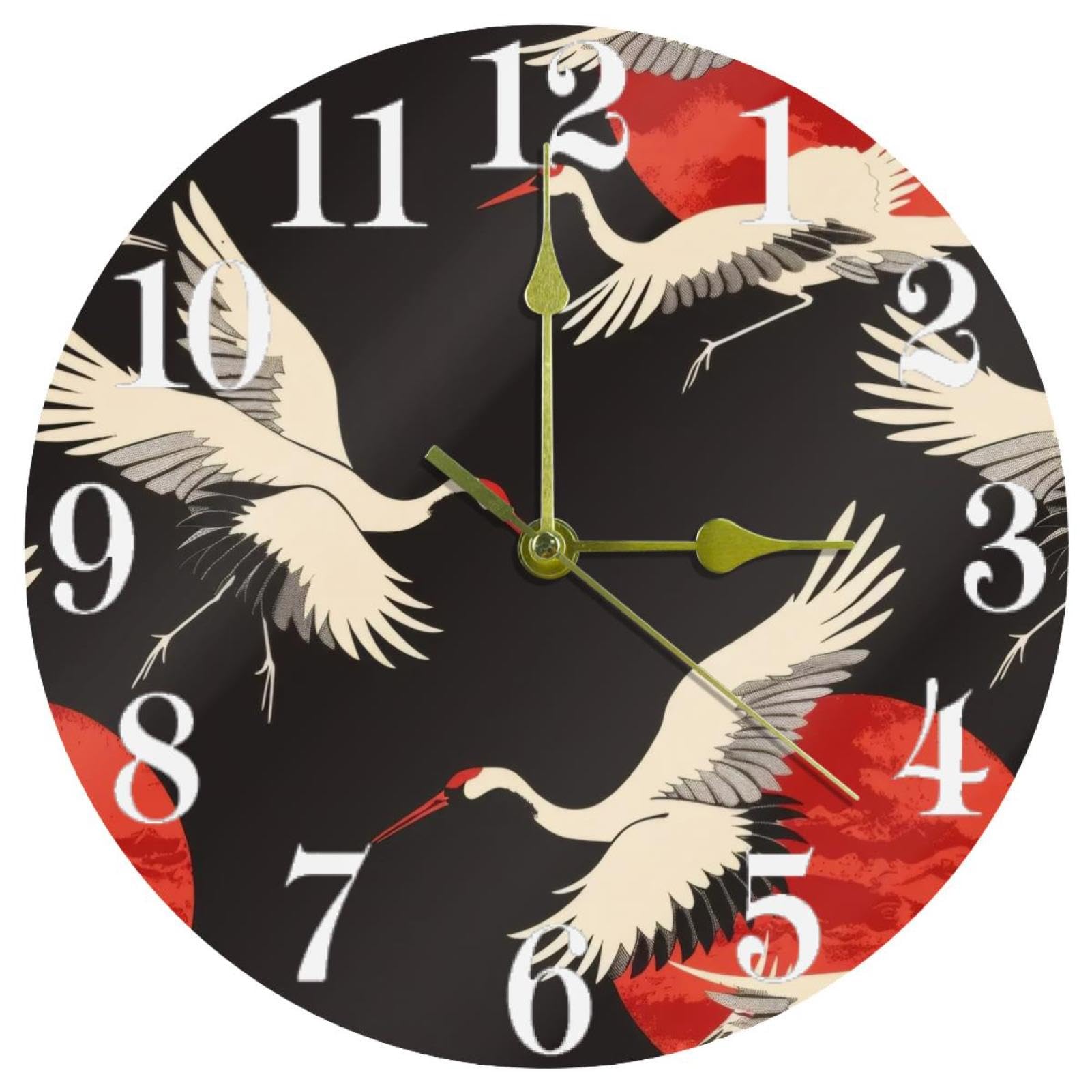 Horloge murale maison et bureau à quartz motif traditionnel rond