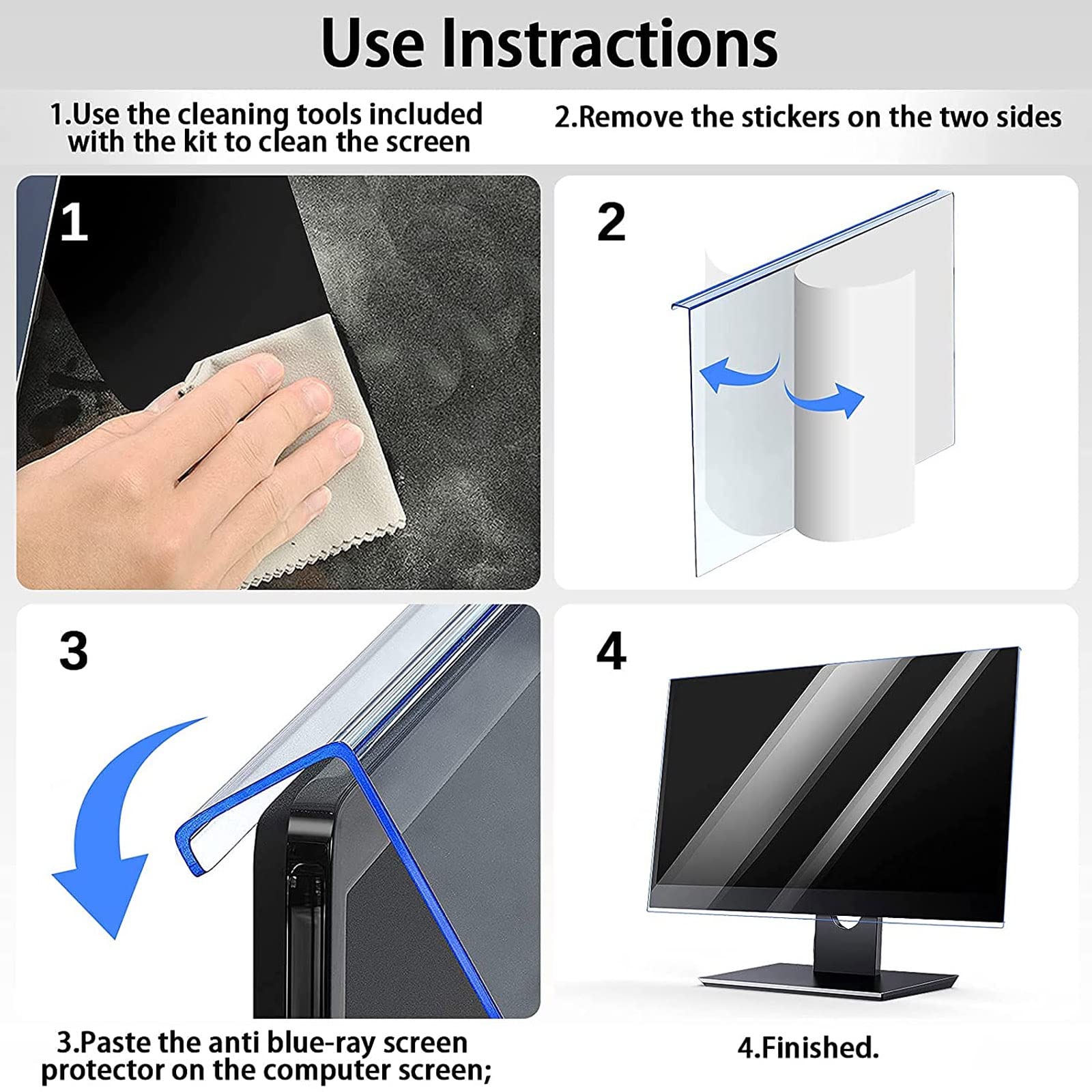 4-32 pouces Filtre Anti Lumière Bleue pour Moniteur d'ordinateur,Anti Blue Screen Protector,Lumière Bleue Panneau de Protection d'écran d'ordinateur,Convient aux Téléviseurs,LCD TV&PC,Amovible