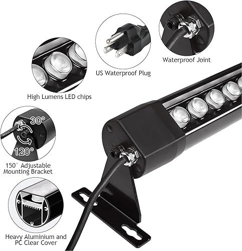 Miniatura 3 de Lámpara de pared para exteriores de 72 W, luces de Halloween para exteriores, barra de luces RGB de 5000 K regulables de 48 pulgadas, luz de pared