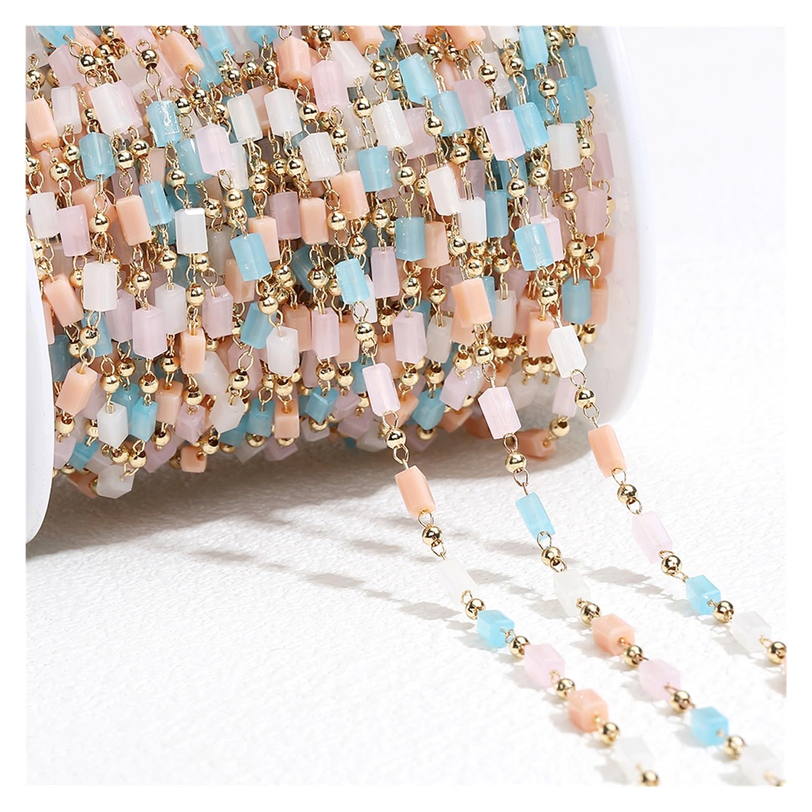 Chaînes de perles roses et bleues pour créer vos bracelets d'été