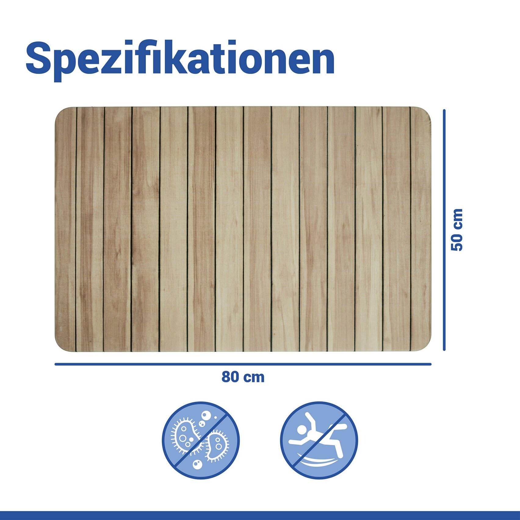 WENKO rutschfeste Badematte Mod. Lepiana, schnelltrocknender Badvorleger aus Diatomit (Kieselgur), stark wasserabsorbierend, saugfähiger Duschvorleger, beige