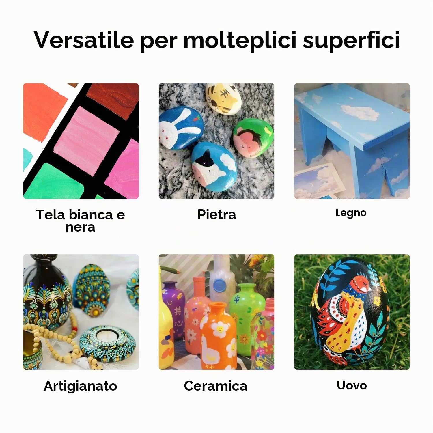 ARTFLY Set di Colori Acrilici, 36 Colori × 60ml e con 12 Pennelli, Non Tossici, Pittura Acrilica per Artisti, Principianti su Tela Rocce Legno Ceramica Tessuto
