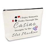 Funny Gambler Gift Makeup Bag for Women Slot Machine Cosmetic Bag Christmas Birthday Gift for Gambler Casino Lover Friends Her Casino Gambling Zipper Pouch Travel Toiletry Bag