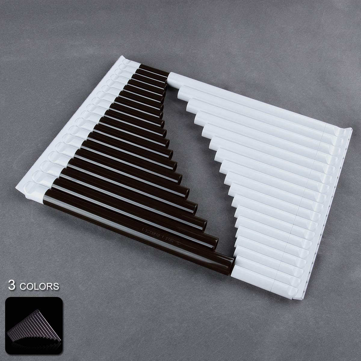 16 Pipes Pan Flute Pan Pipe C Key ABS Plastic Traditional Woodwind Musical Instrument for Beginner and Musical Lover (18 Pipes, dark brown and white)