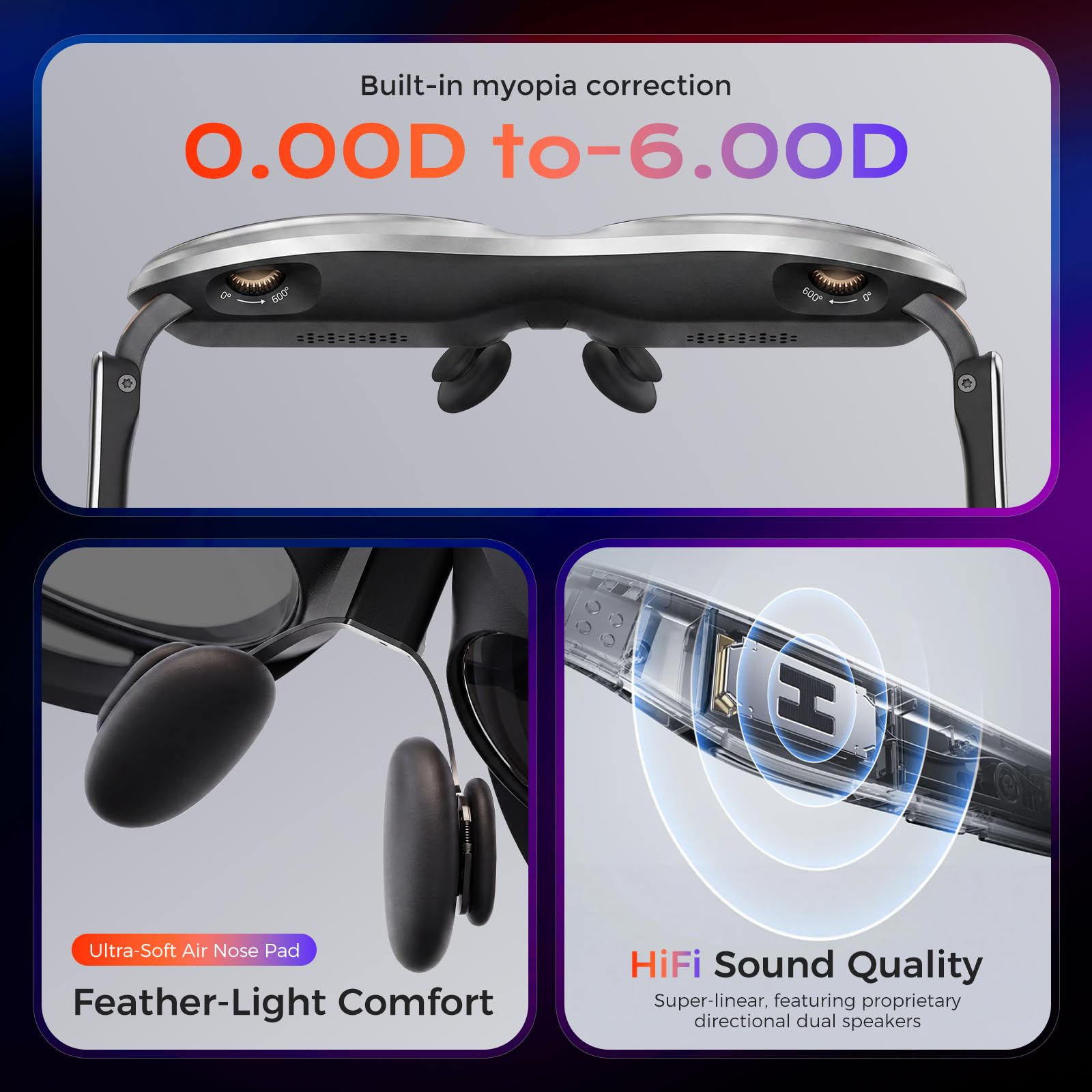 Okulary Ar/Xr Z PotróJnym Ekranem, Micro-Oled 1080p, Wirtualny Ekran 360 Cali, Inteligentne Okulary Ar Z Komputerem Przestrzennym, Okulary Do FilmóW I Gier Dla Kobiet I MężCzyzn