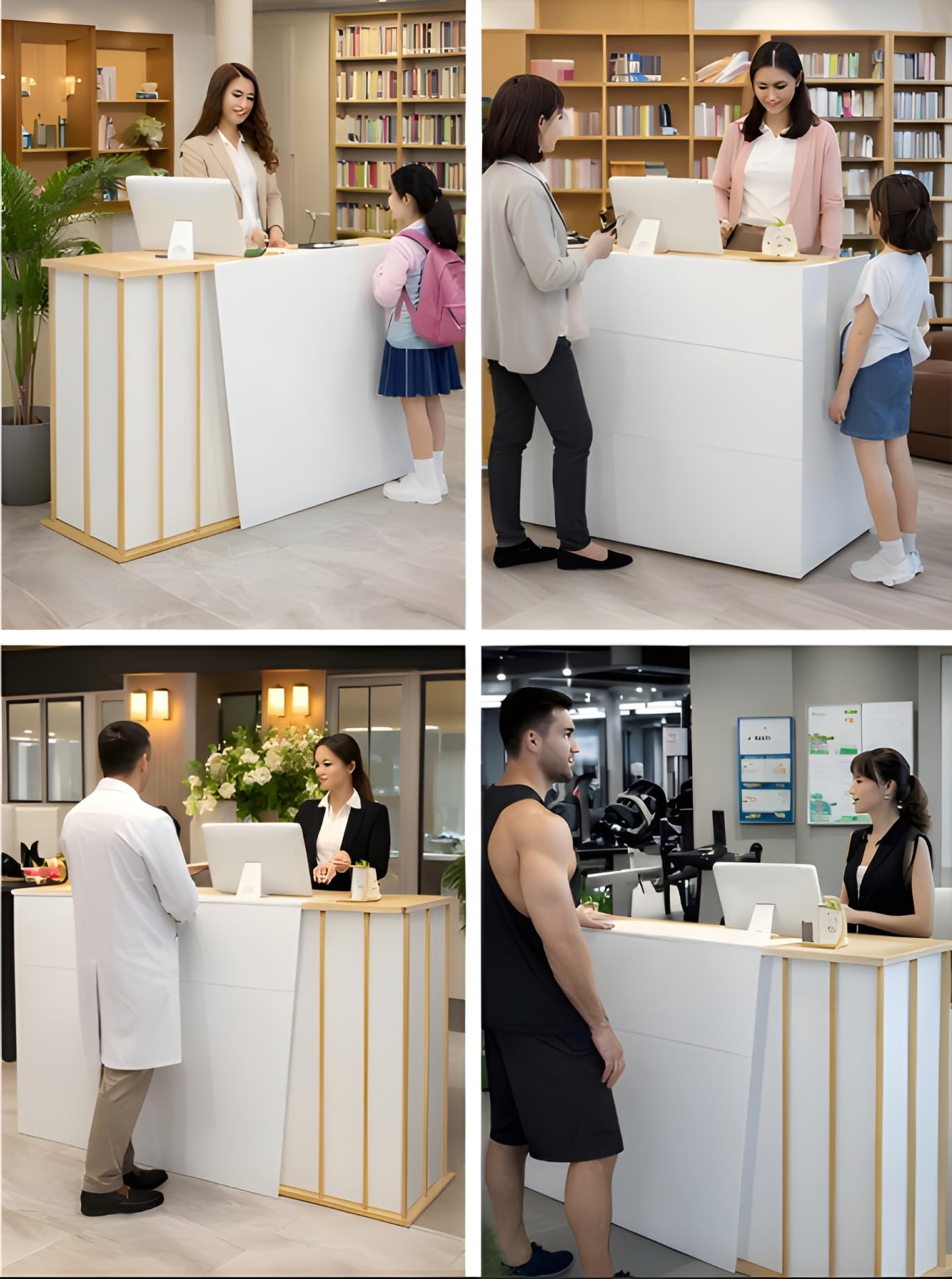 Moderne Rezeptionstheke mit abschließbaren Schubladen und Stauraum, Empfangstresen für Salon, Büro, Hotel oder Laden, Kompakter Empfangstisch, Kassentheke und Empfangsmöbel