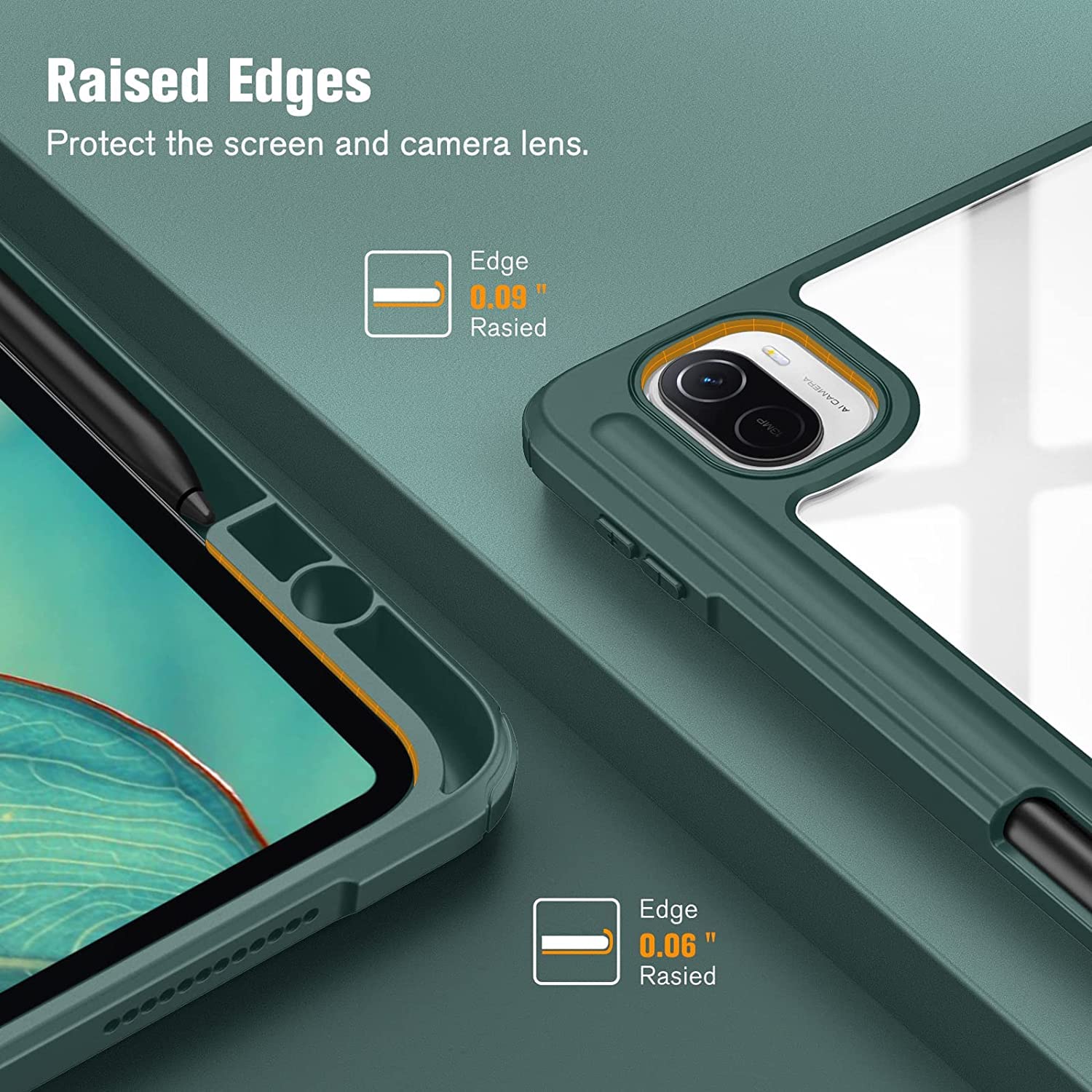 MOCA Case for Xiaomi Pad 5 / Pad 5 11 Pro with Pen Holder,Transparent Hard Shell Back Cover Protective Slim Case for Xiaomi Mi Pad 5 /Pad 5 Pro 11” (Midnight-Green, Xiaomi Pad 5 11 Inch) — Amazon image 8
