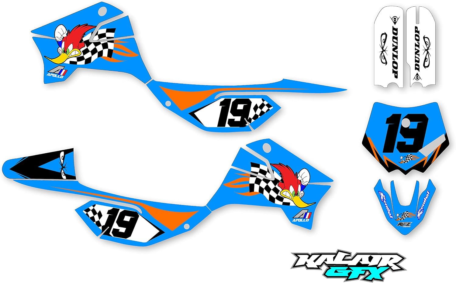 Graphics Kit for Apollo RFZ X4-X6 X14-X19 (All Years) Woody Series Red 09 Mil-Dirt bike Custom Racing Graphics Decals Stickers Kit, no-plastics