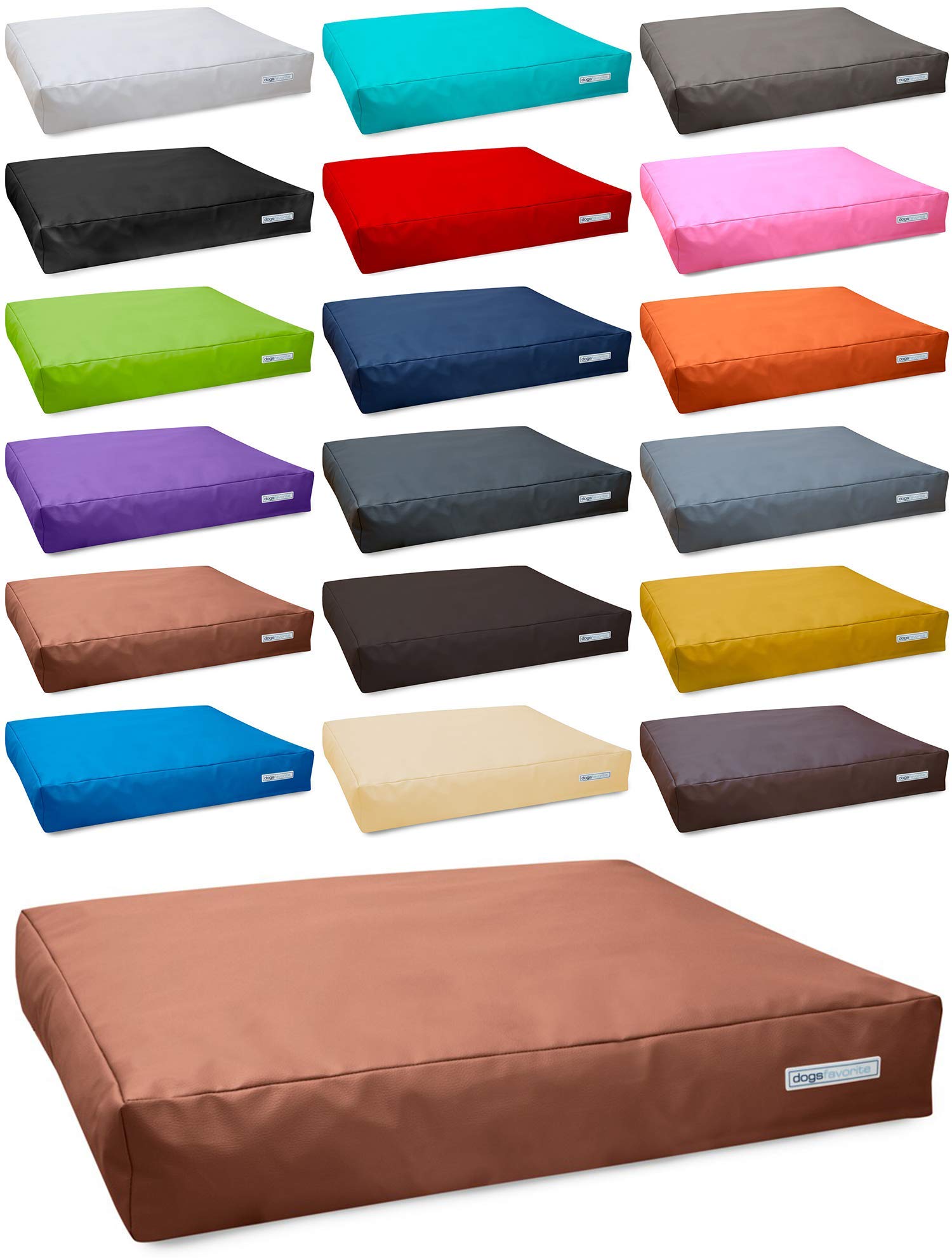 Hundebett Big Pad aus Kunstleder Hundekissen Hundesofa Hundebetten 140 x 110 cm XXL Cognac