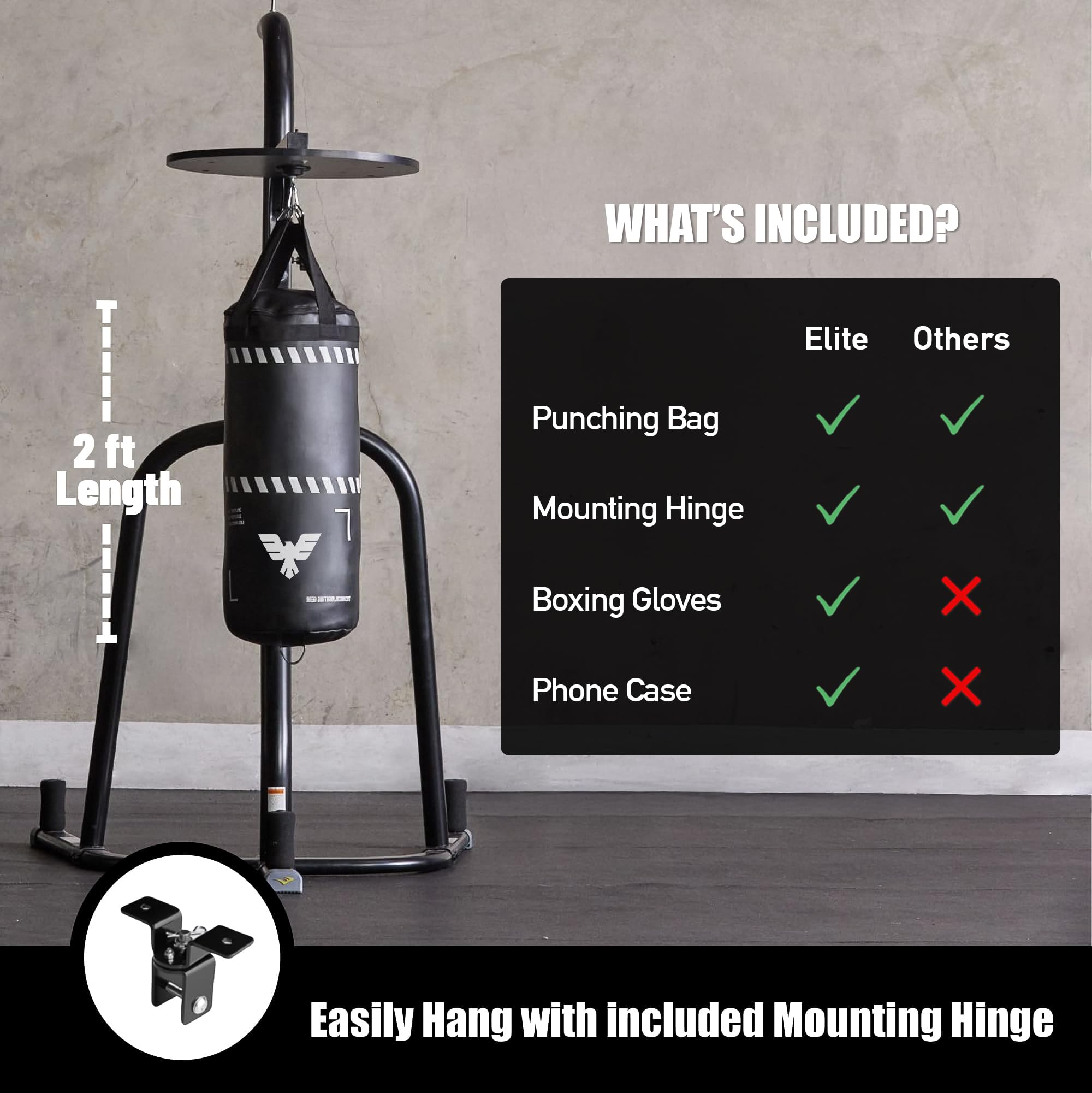 Elite Sports Zestaw worków treningowych dla dzieci, 8 m, ciężki worek, 170 ml, rękawice do boksu młodzieżowego, MMA, domowej siłowni, sztuki walki (bez wypełnienia)