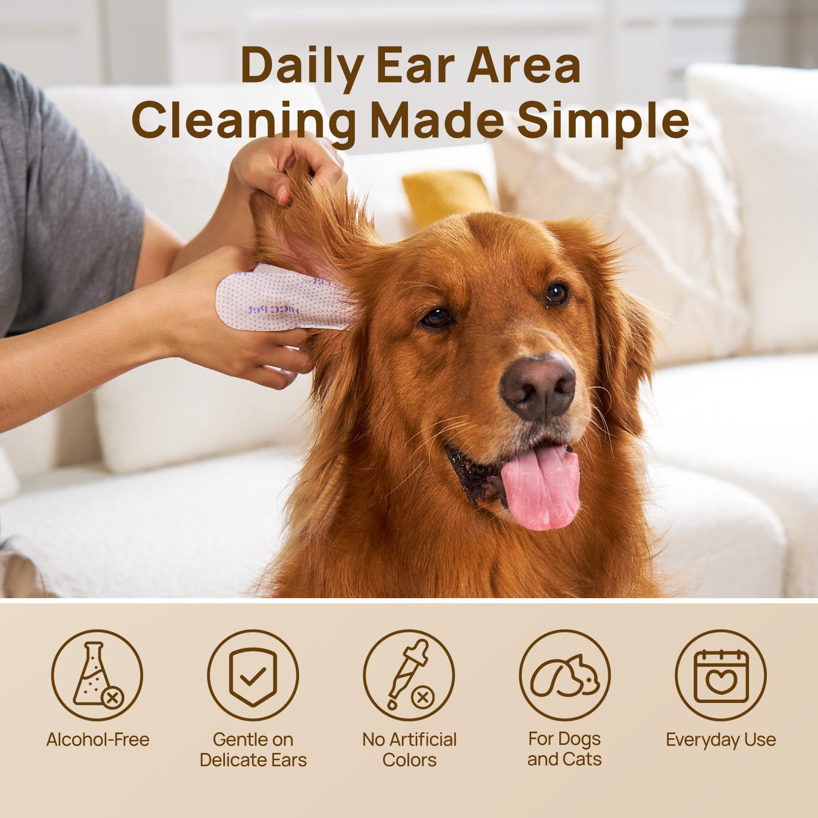 HICC PET Lingettes nettoyantes pour les doigts Pro Series pour chiens et | Lingettes d'oreilles pour chien avec mélange de trienzymes, nettoie en douceur les résidus d'oreille
