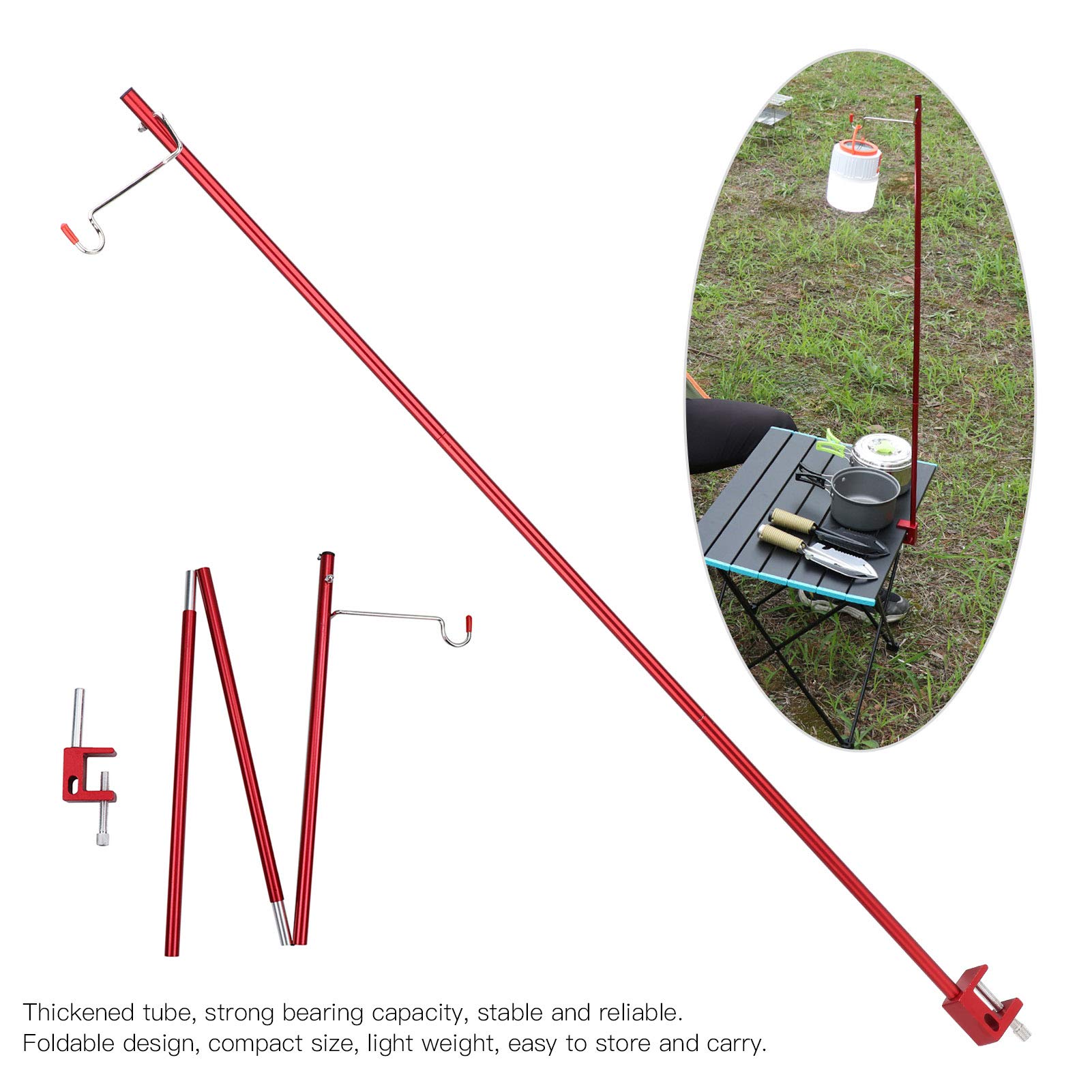Culnflun Portable Foldable Lantern Stand Light Table Pole Holder Bracket for Outdoor Camping Tent Red 36.2 x 5.7 x 1.2in 92 x 14.4 x 3cm