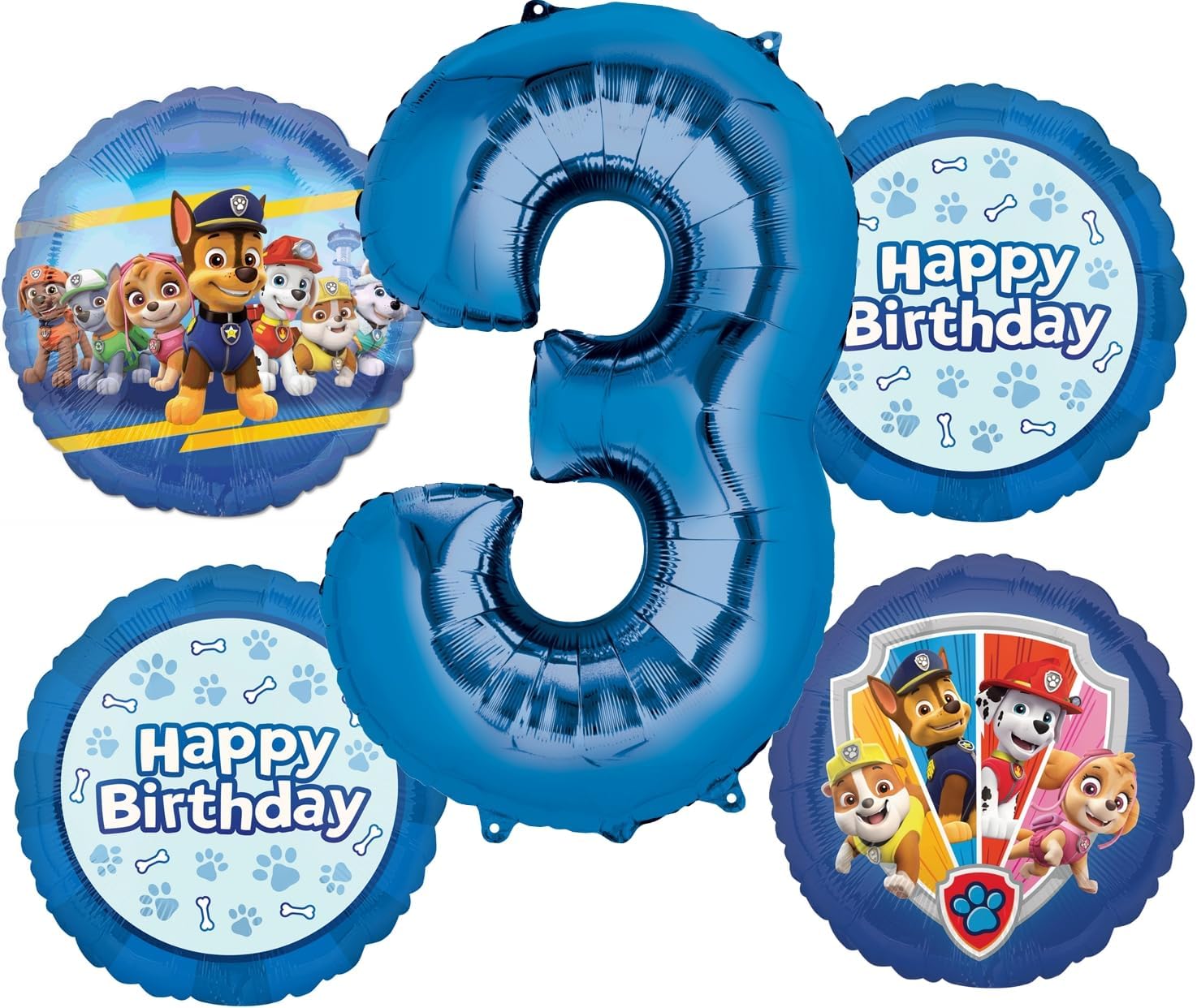 Anagram Paw Pups on Patrol 3rd Birthday Party Supplies Chase Marshall Rubble Skye and Everest Balloon Bouquet Decorations