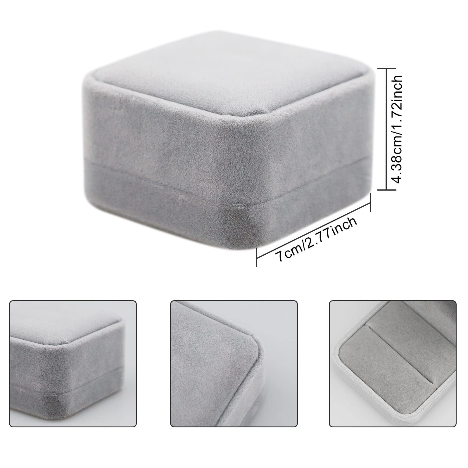 Caja de regalo para anillos de terciopelo, 70 x 70 x 40 mm