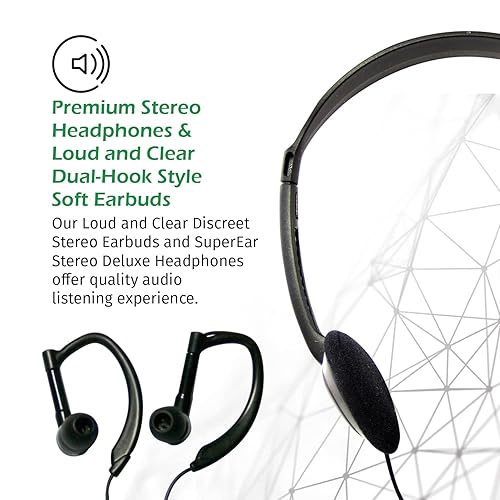 Miniatura 5 de SuperEar Amplificador de sonido personal recargable modelo SE9000HP (PSAP) - Amplificador de 50dB con auriculares, auriculares y frecuencia táctil