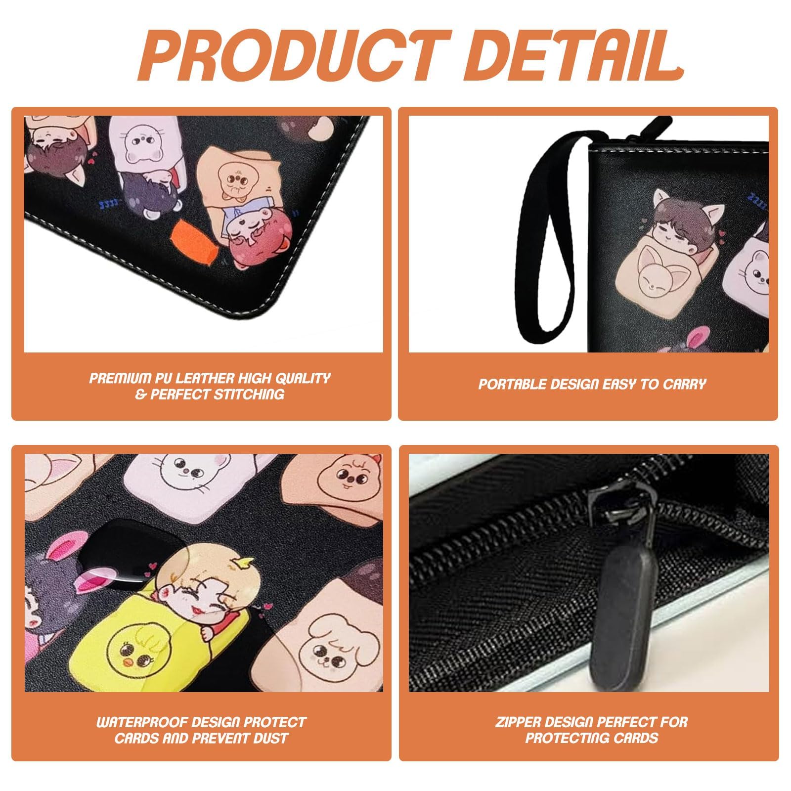Stray Kids Photocard Binder 400 Pockets, 3 Ring Kpop Binder with 4 Pockets, Total 50 Pages, Cute Cartoon Card Collector - Image 4