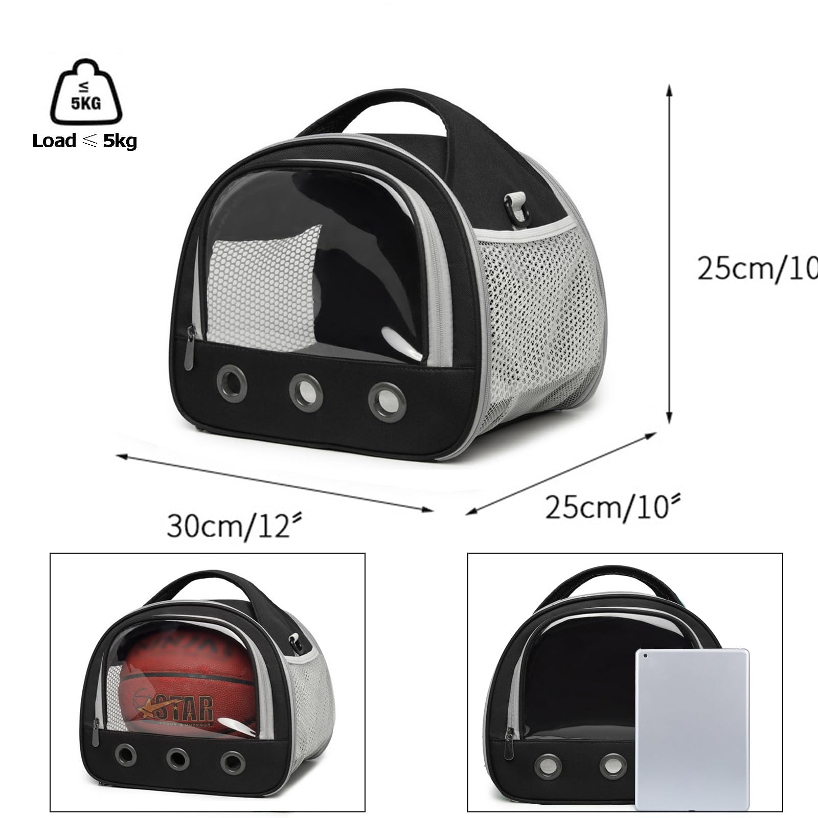 SOONHUA Borsa da viaggio per piccoli animali, trasportino portatile per porcellini d'India, con finestra trasparente e rete traspirante, per uccelli, ratti, porcellini d'India, scoiattolo