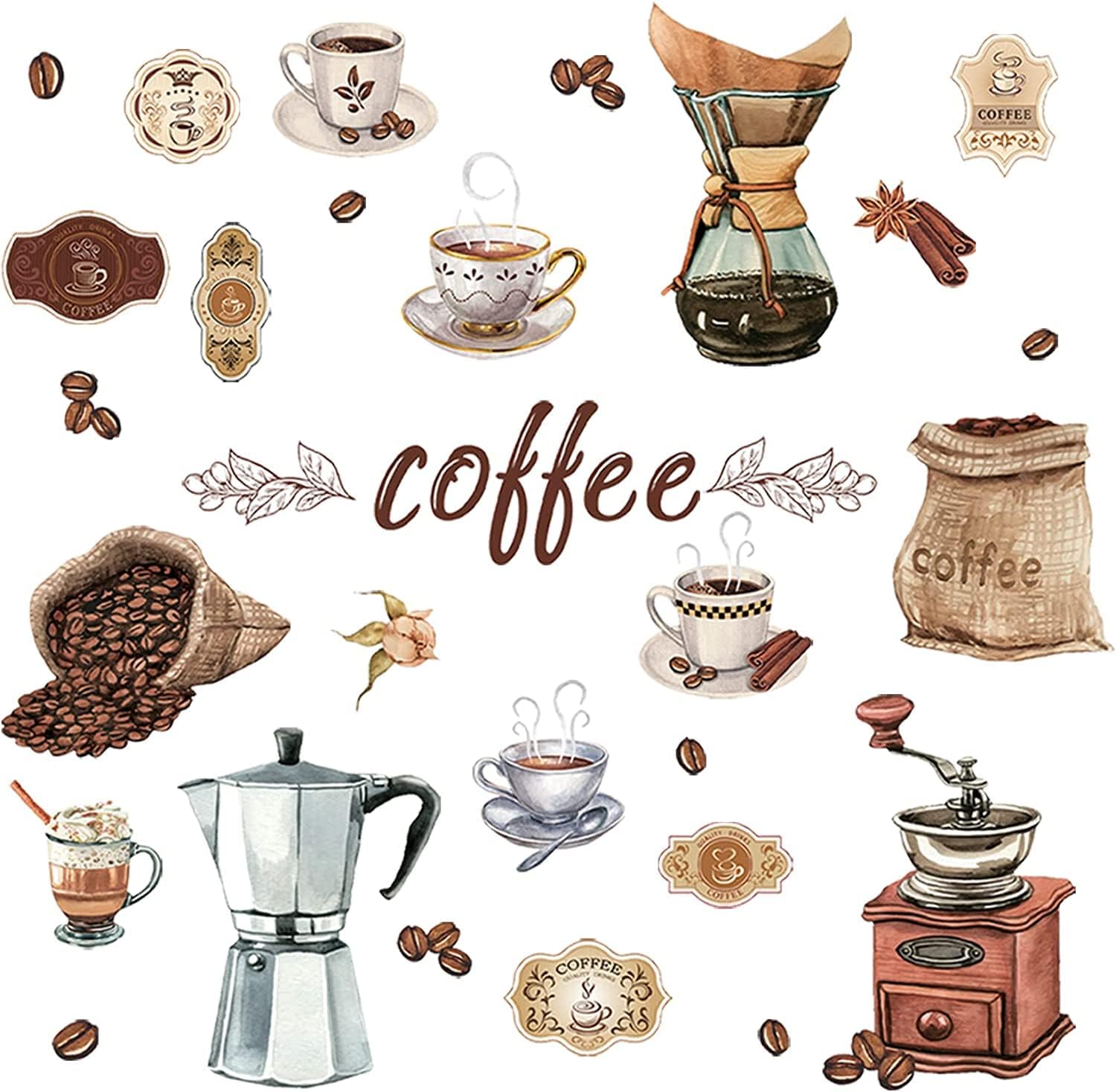 TOARTi Coffee Wall Sticker Coffee Decals for Coffee Bar Wall Decals Coffee Stickers