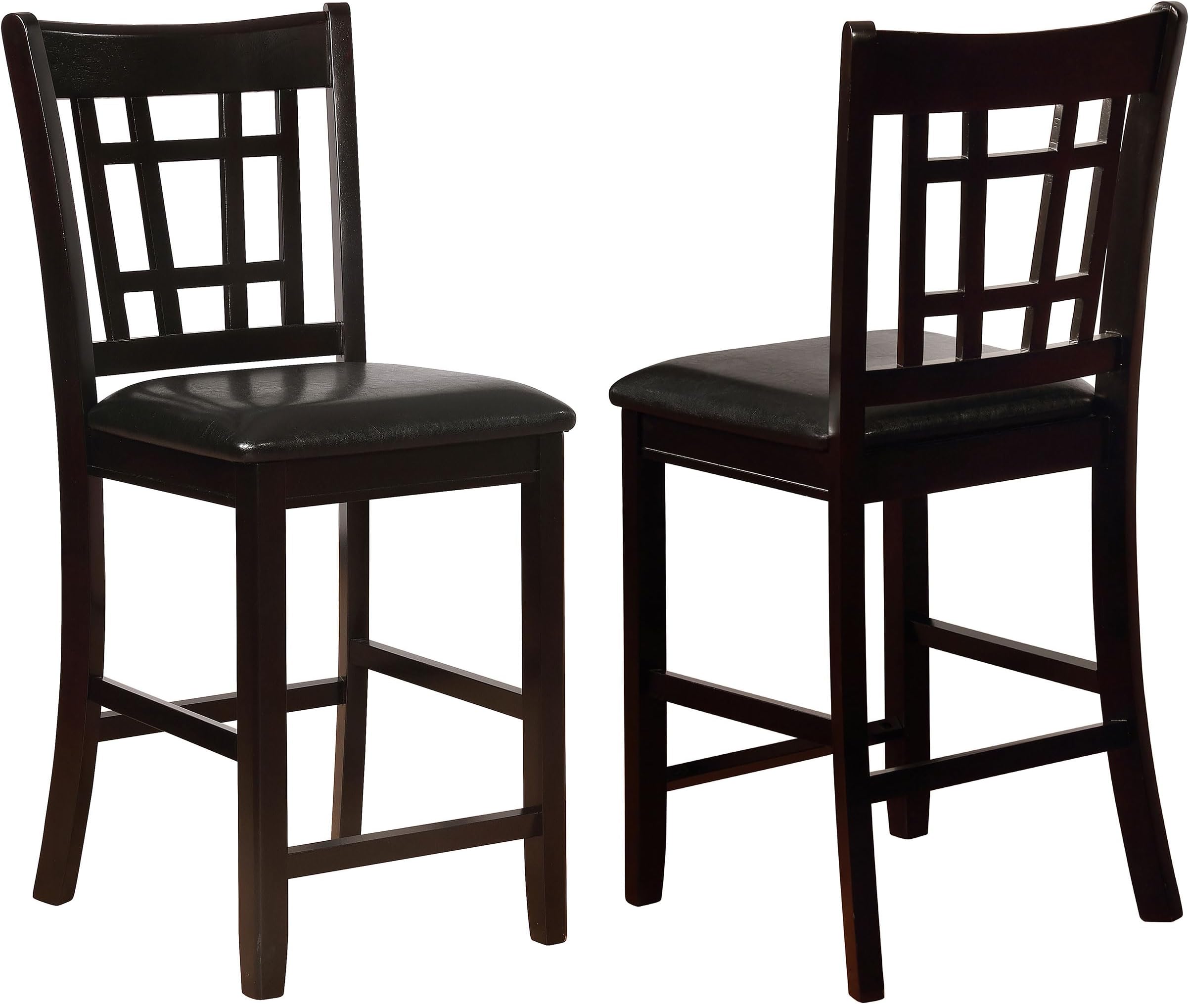 Coaster Home Furnishings - LAVON - Wood Upholstered Counter Height Chairs (Set of 2) - Slat Back, Padded Seats, Footrest - Dining Room & Kitchen - Black & Espresso - 102889