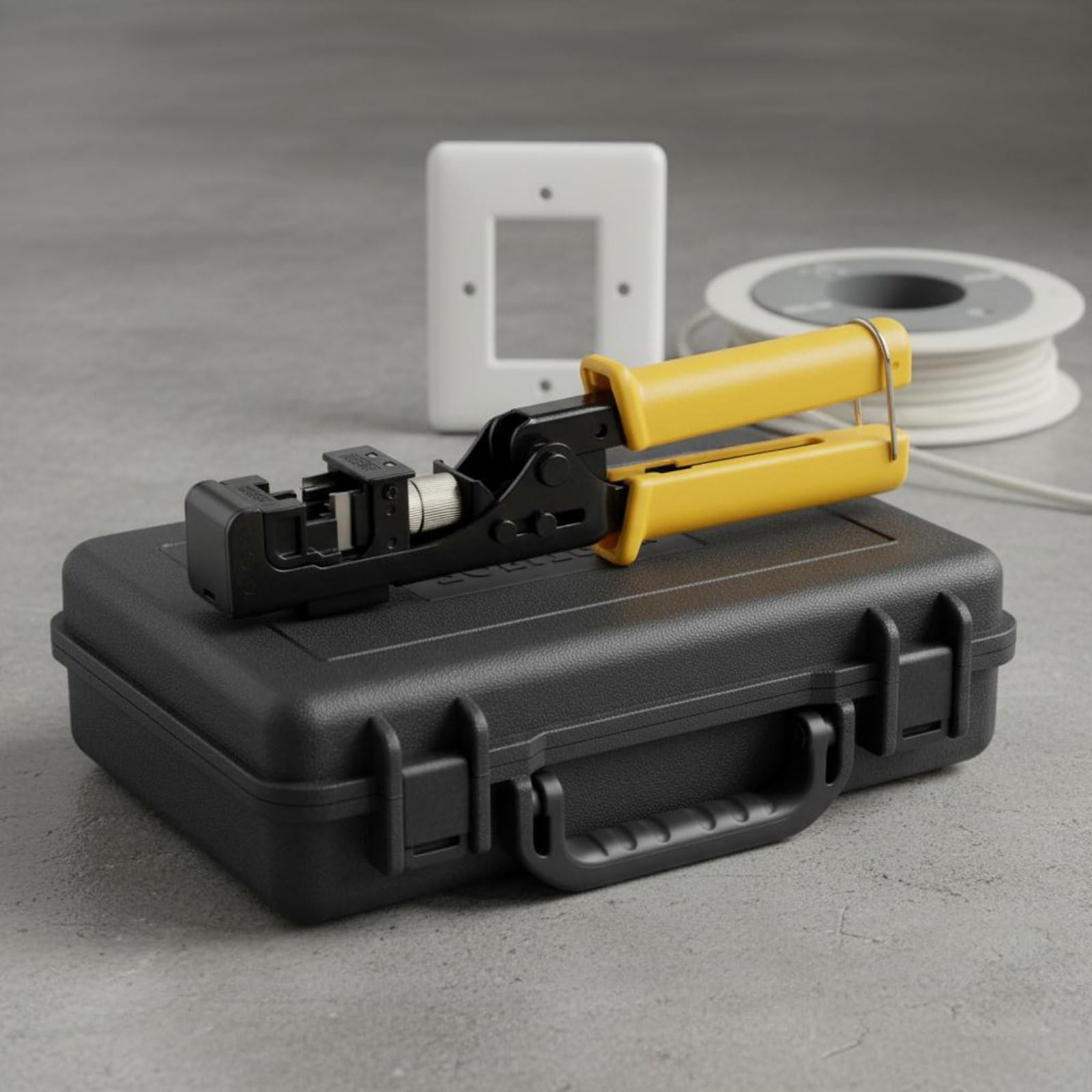 Crimpadora de Red Herramienta de Engaste Alicate de Terminales Diseño Ergonómico con Mango de PVC y Corte Suave Compatible con Módulos Adecuada para, Amarillo