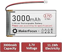 Vista 7 de MakerFocus 2 piezas 3.7V 3000mAh Batería recargable de polímero de litio 1S LiPo con placa de protección, cinta de goma aislante y conector JST 1.25
