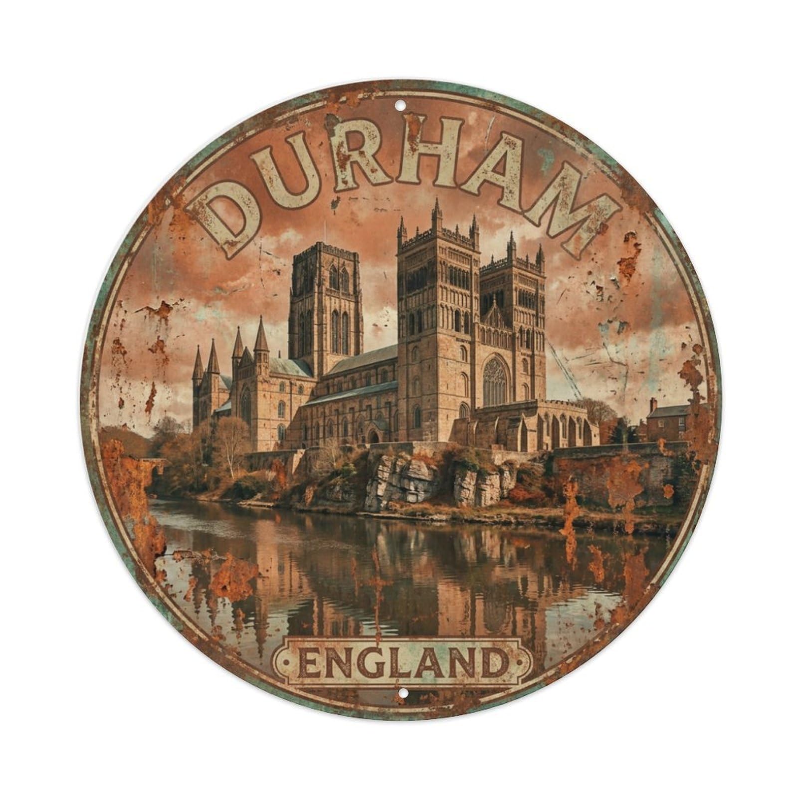 Galvaxio Style England Vintage Travel Durham Metal Tin Sign