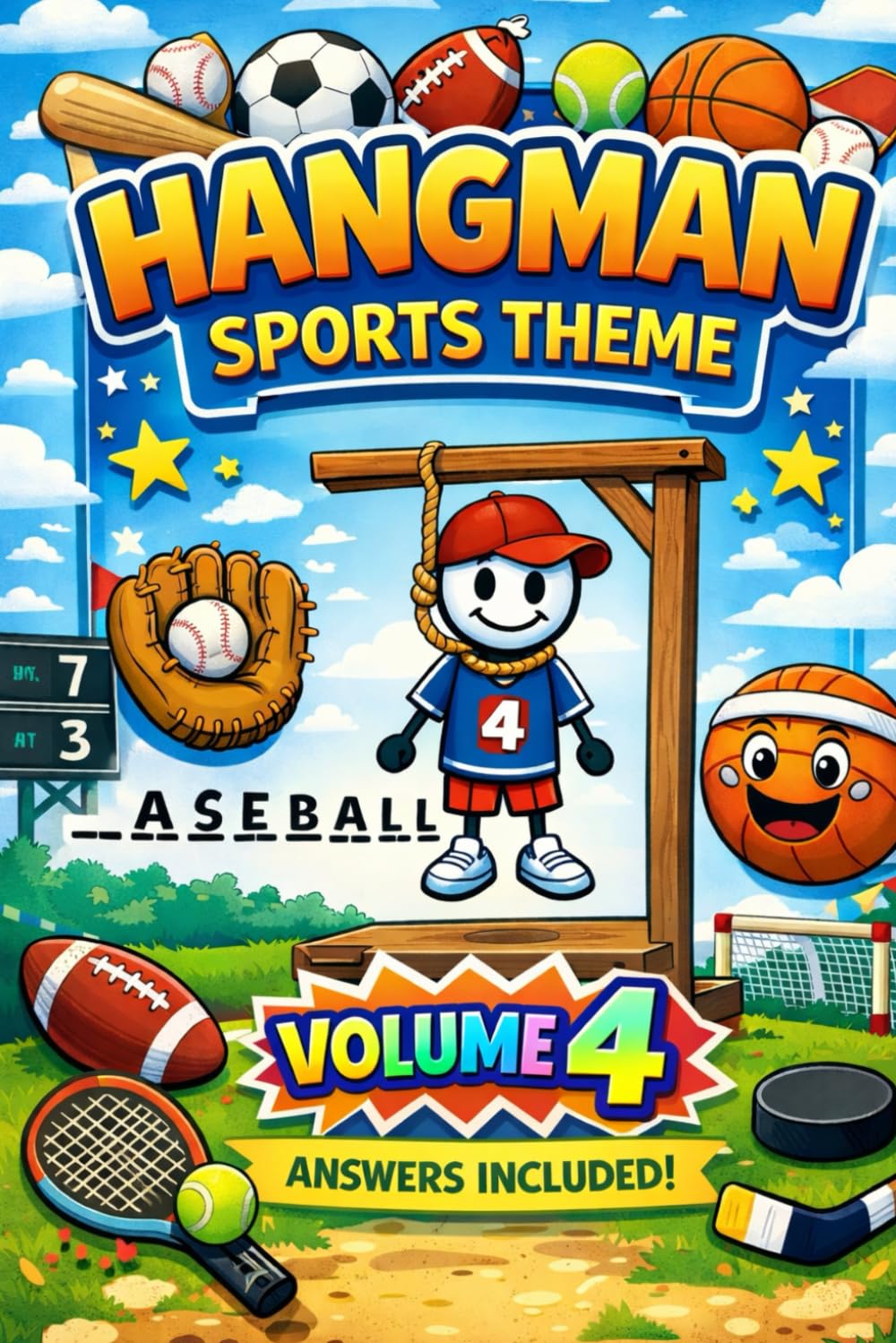 Sports Hangman Activity Book: Fun & Educational Word Puzzles Featuring Ball Sports, Fitness, Water & Outdoor Activities (Hangman games with themed question and answer)