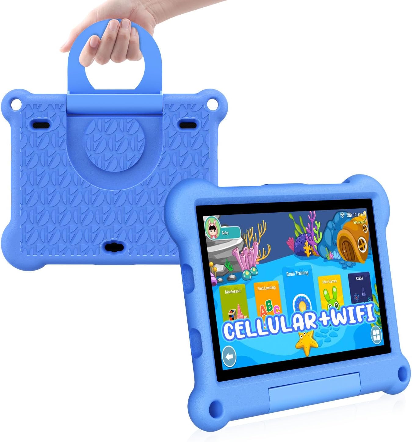 ADREAMER Tablet for Kids 10 inch Android 13 with Octa Core 64GB, Cellular+WiFi+GPS, Parental Control, Pre-intalled iWaWa, EVA Case, 6000mAh, Kids Tablet with SIM Card Slot.