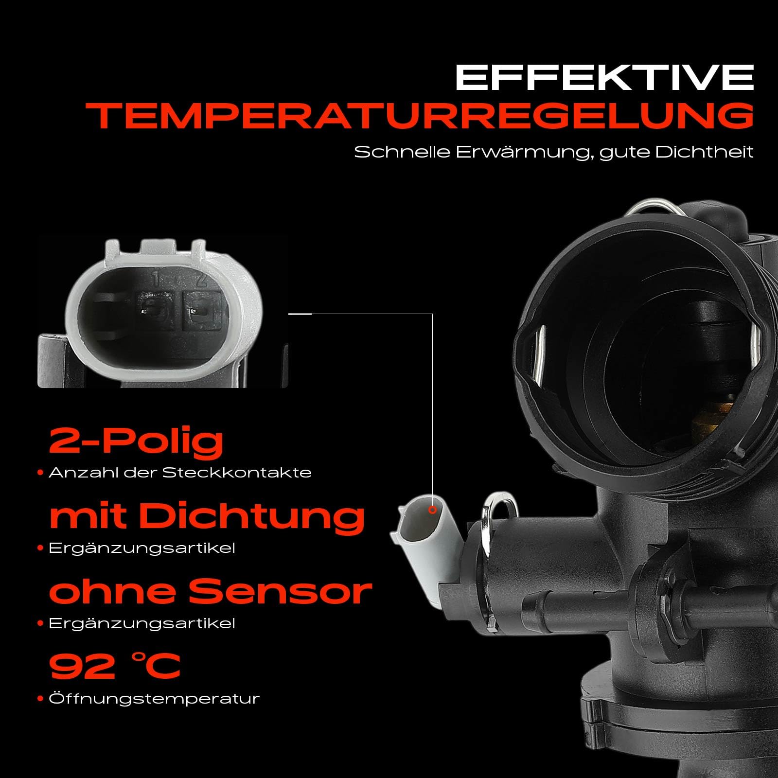 Frankberg Thermostat Kühlmittel 2-polig Diesel 6512001015 | Kompatibel mit CLS Shooting Brake X218, GLE W166, Sprinter 3-T Kasten B906, C-Klasse Coupe C204, Sprinter 46-T Kasten B906