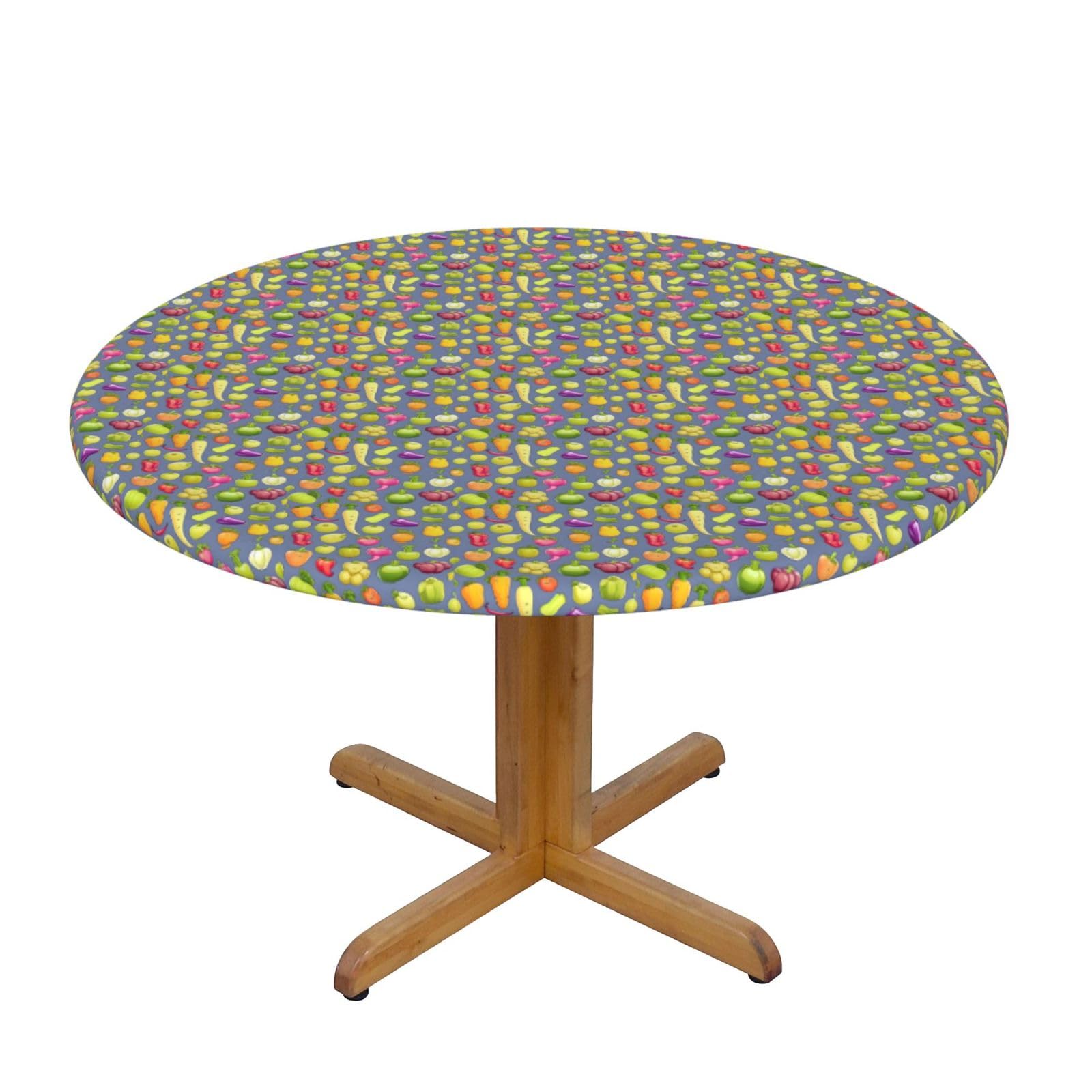 AYYQWE Cartoon Vegetable Fruit Print Round Tablecloth Dining Room Kitchen Table Cover Wedding Party Outdoor Indoor