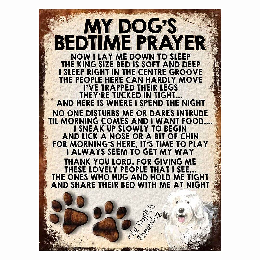 MY DOG'S BEDTIME PRAYER RETRO STYLE METAL TIN SIGN/PLAQUE (316DRM) OLD ENGLISH SHEEPDOG, Mixed, 10" x 8"